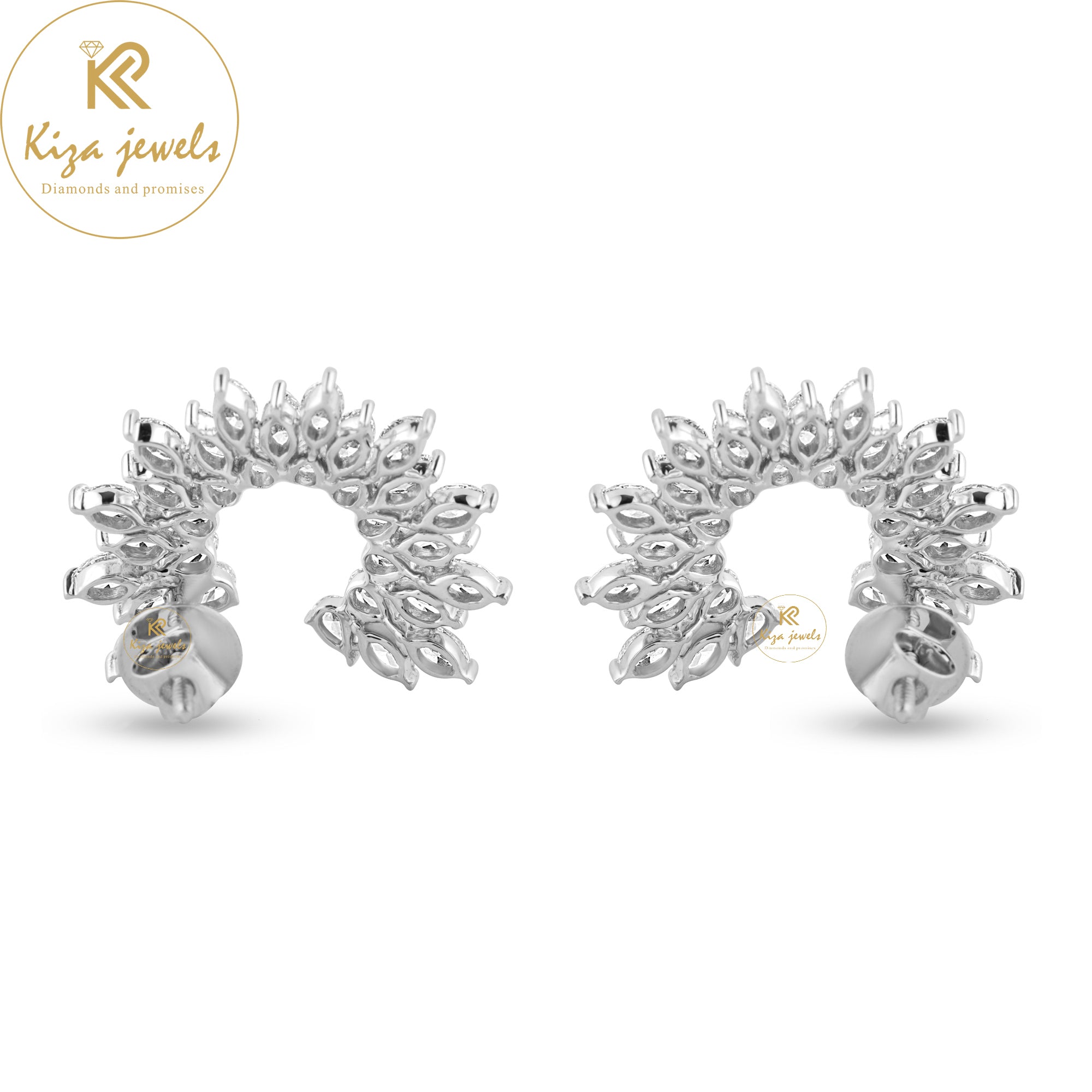 5.66 TDW Pear & Marquise Cut Diamond stud Earring