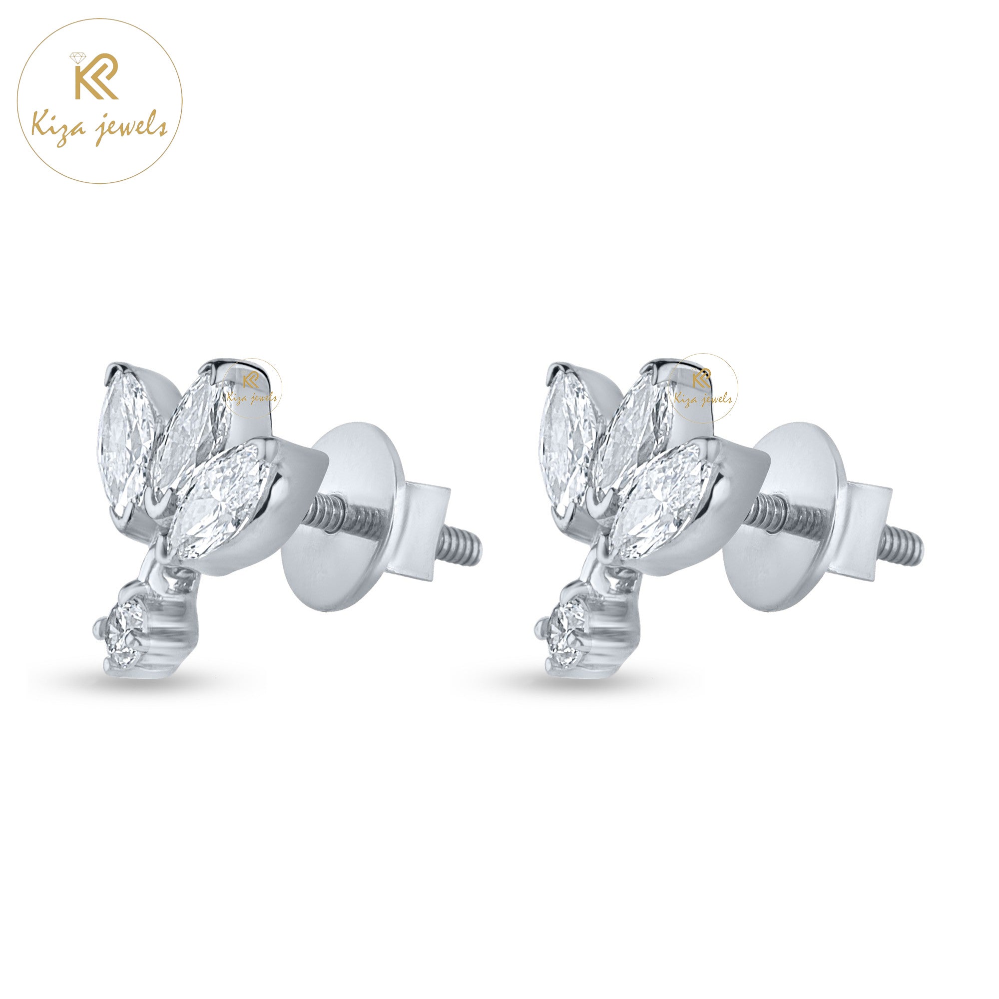 0.14 TDW Marquise & Round Cut Diamond Drop & Dangle Earring