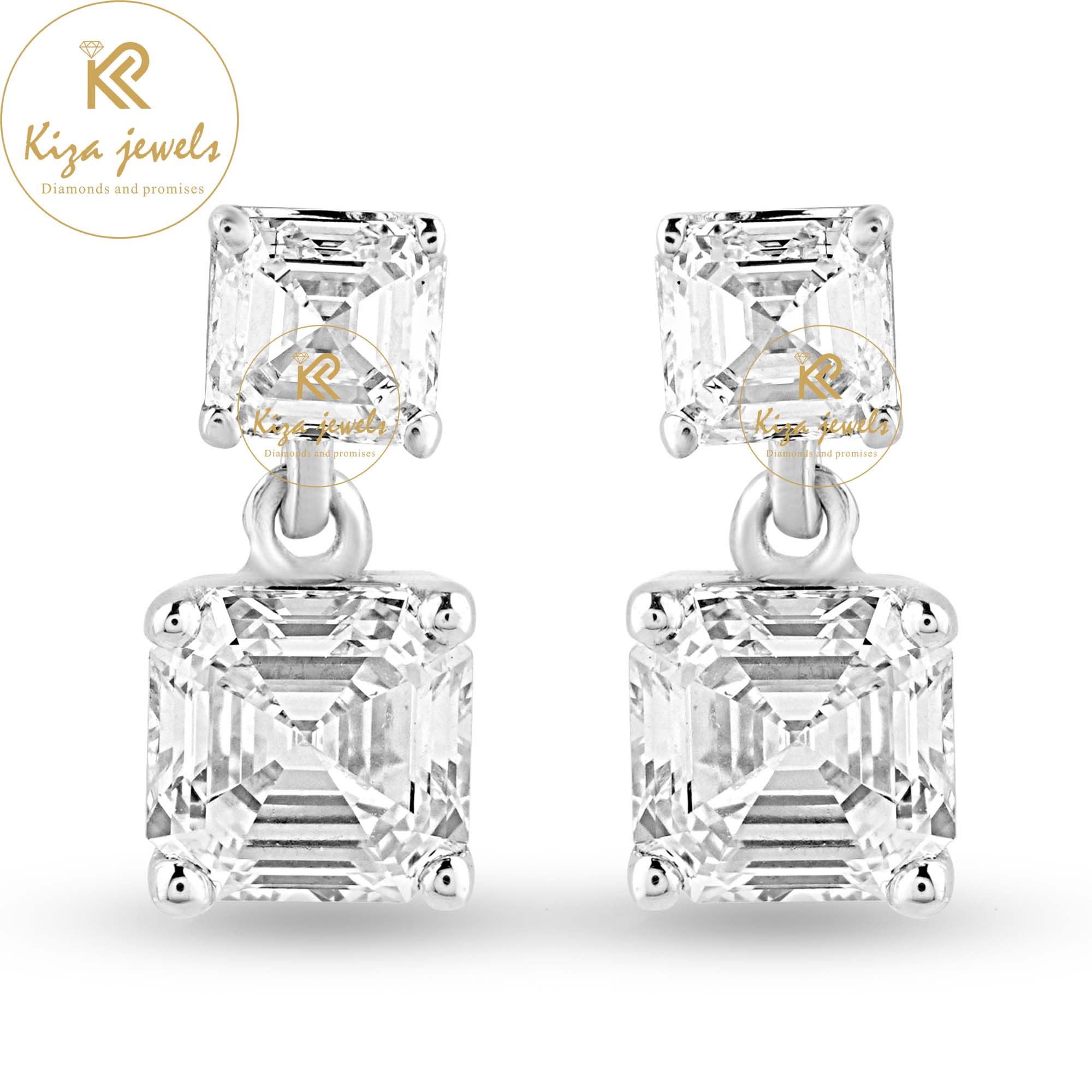 1.30 TDW Asscher Cut Diamond Drop & Dangle Earring