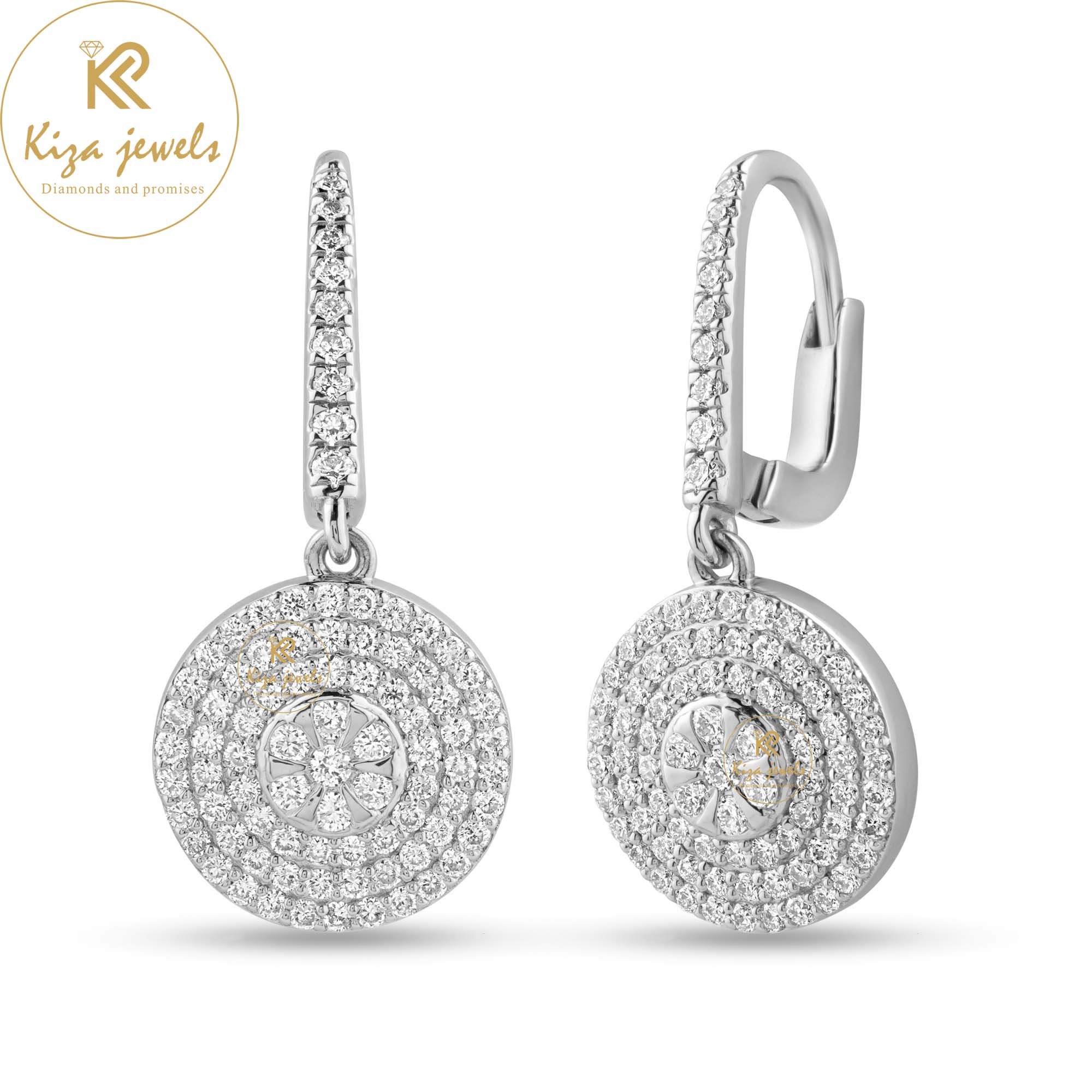 0.747 TDW Round Cut Diamond Drop & Dangle Earring