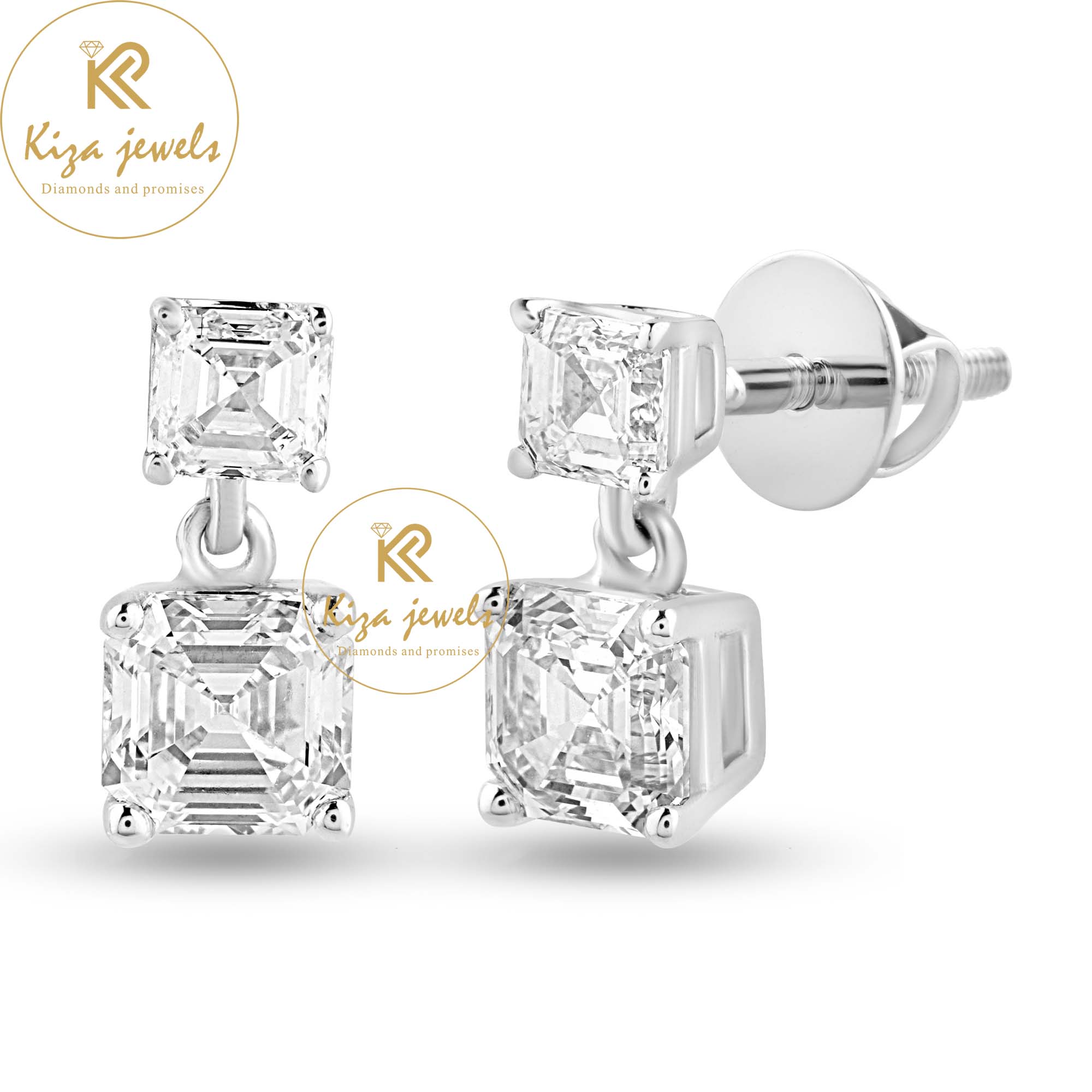 1.30 TDW Asscher Cut Diamond Drop & Dangle Earring