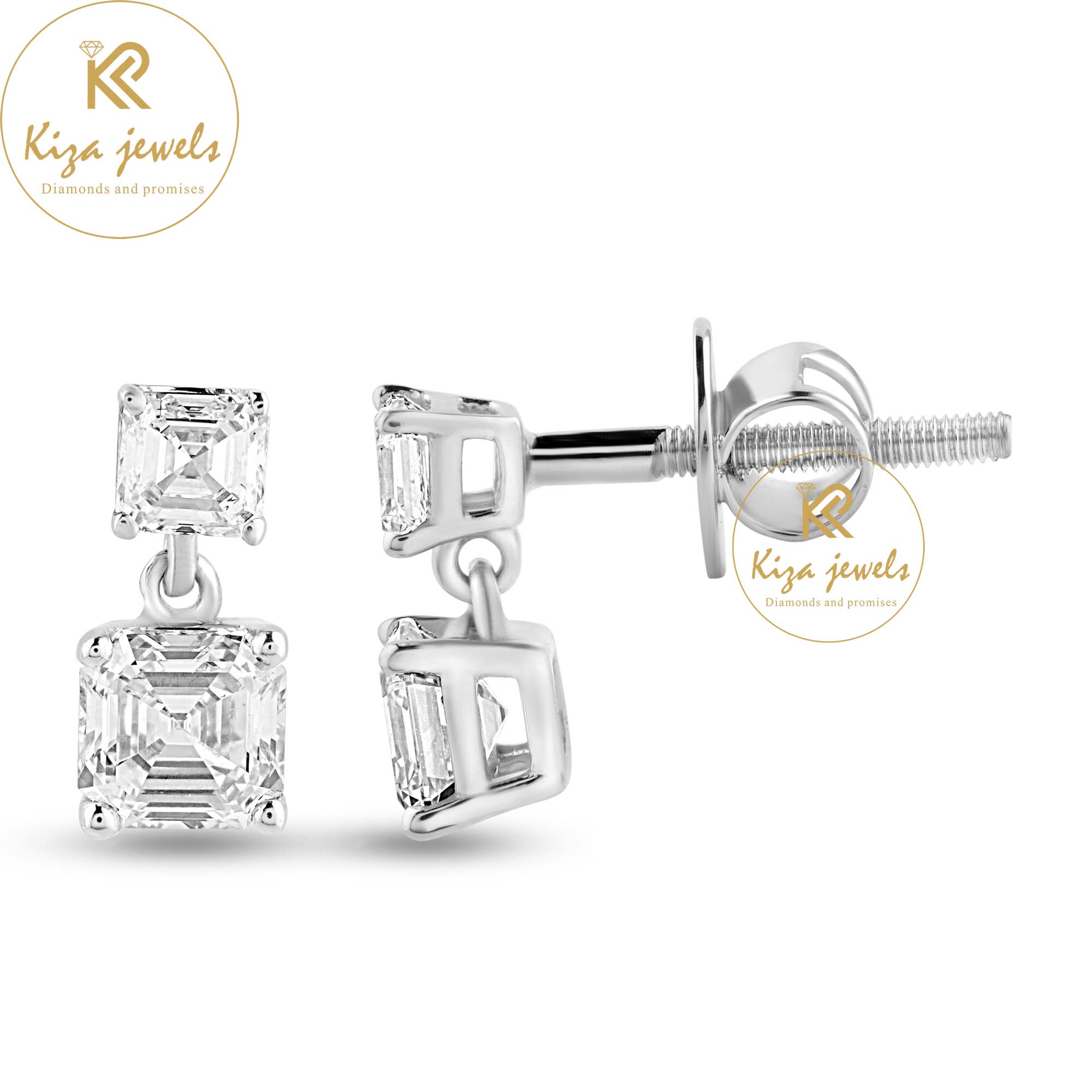 1.30 TDW Asscher Cut Diamond Drop & Dangle Earring