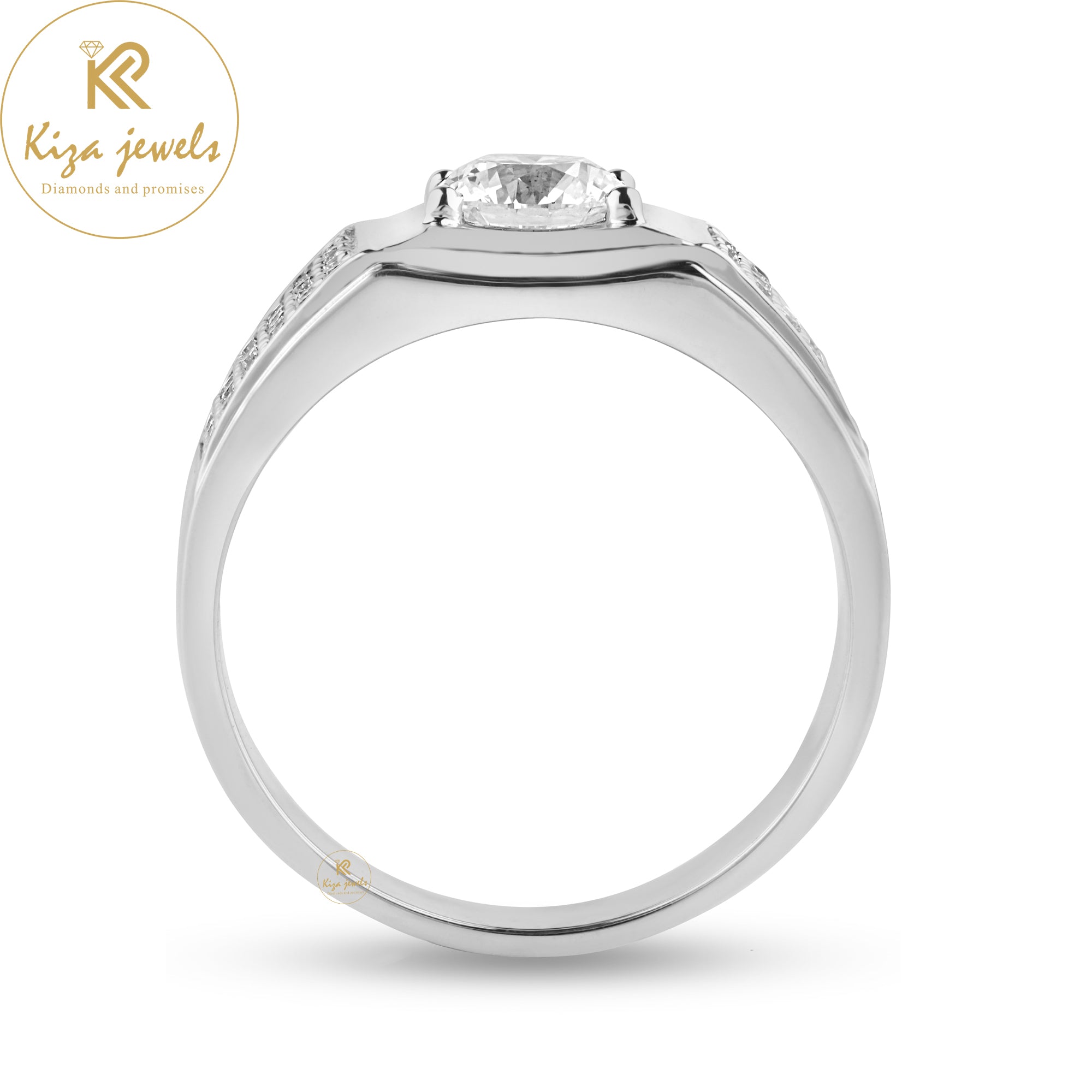 1.37 TDW Round Cut Men's Engagement Ring