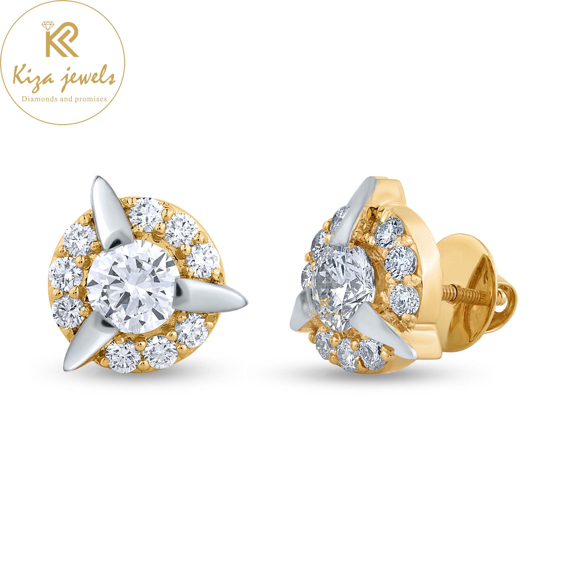 2.34 TDW Round Cut Diamond Stud Earring