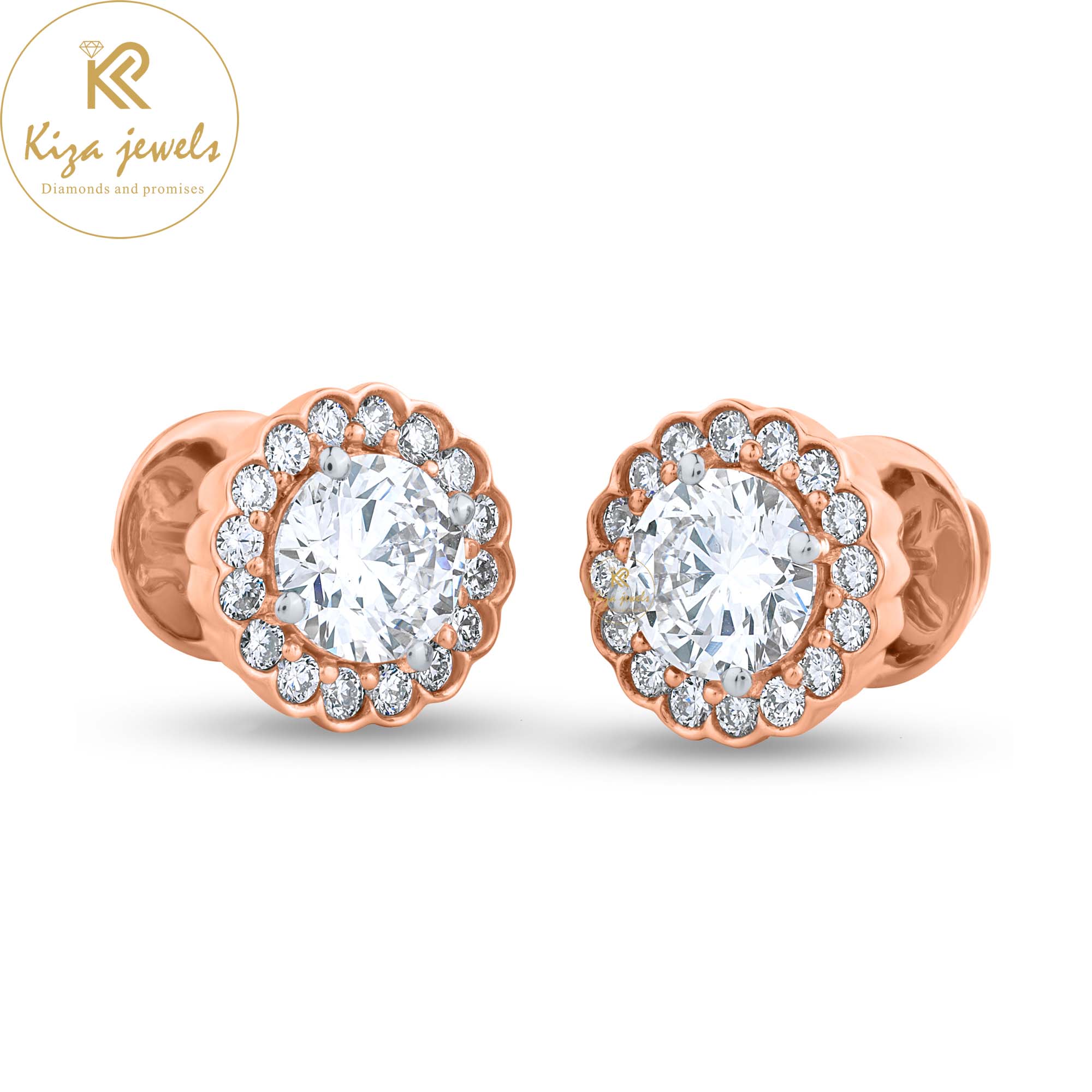 1.71 TDW Round Cut Diamond Stud Earring