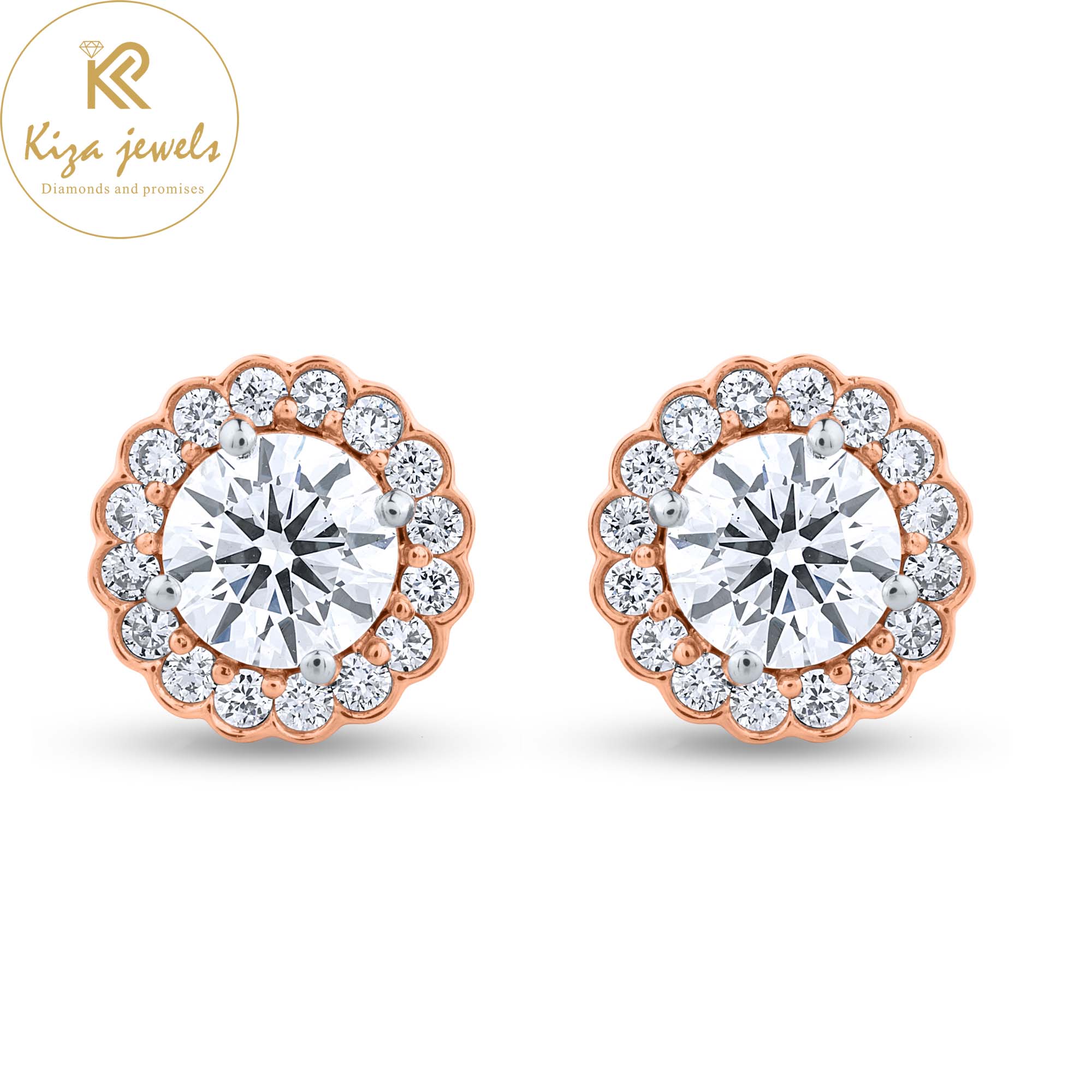 1.71 TDW Round Cut Diamond Stud Earring