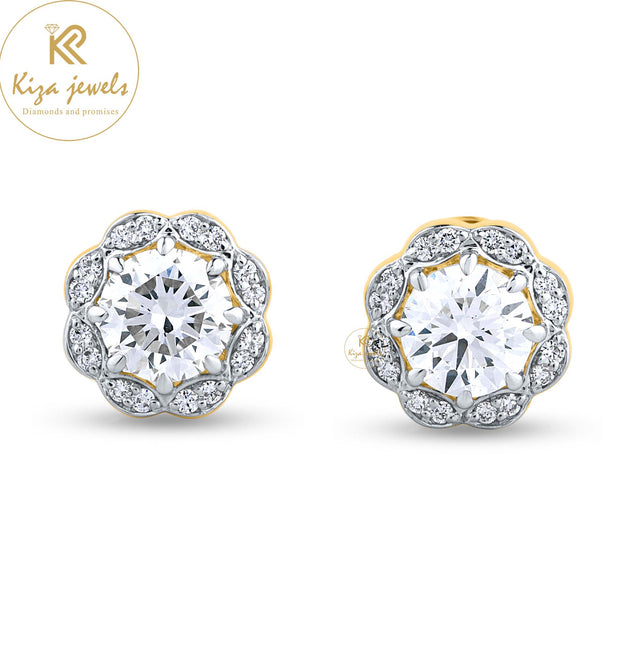 1.54 TDW Round Cut Diamond Stud Earring