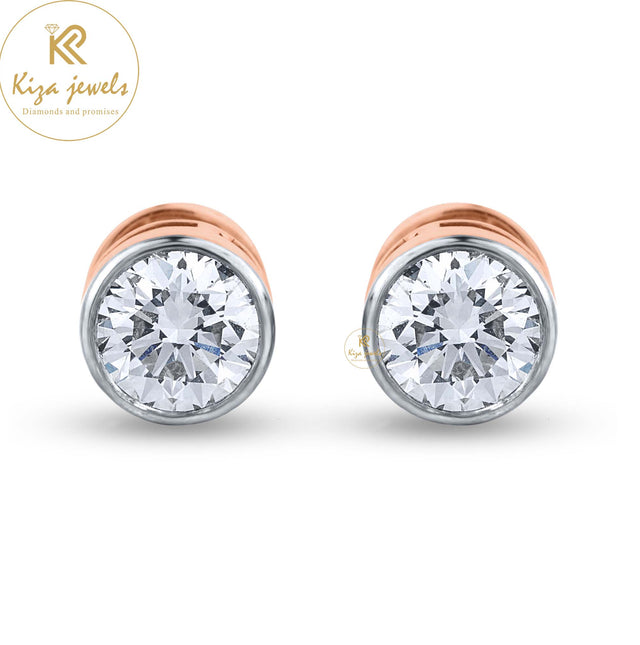 1.08 TDW Round Cut Diamond Stud Earring