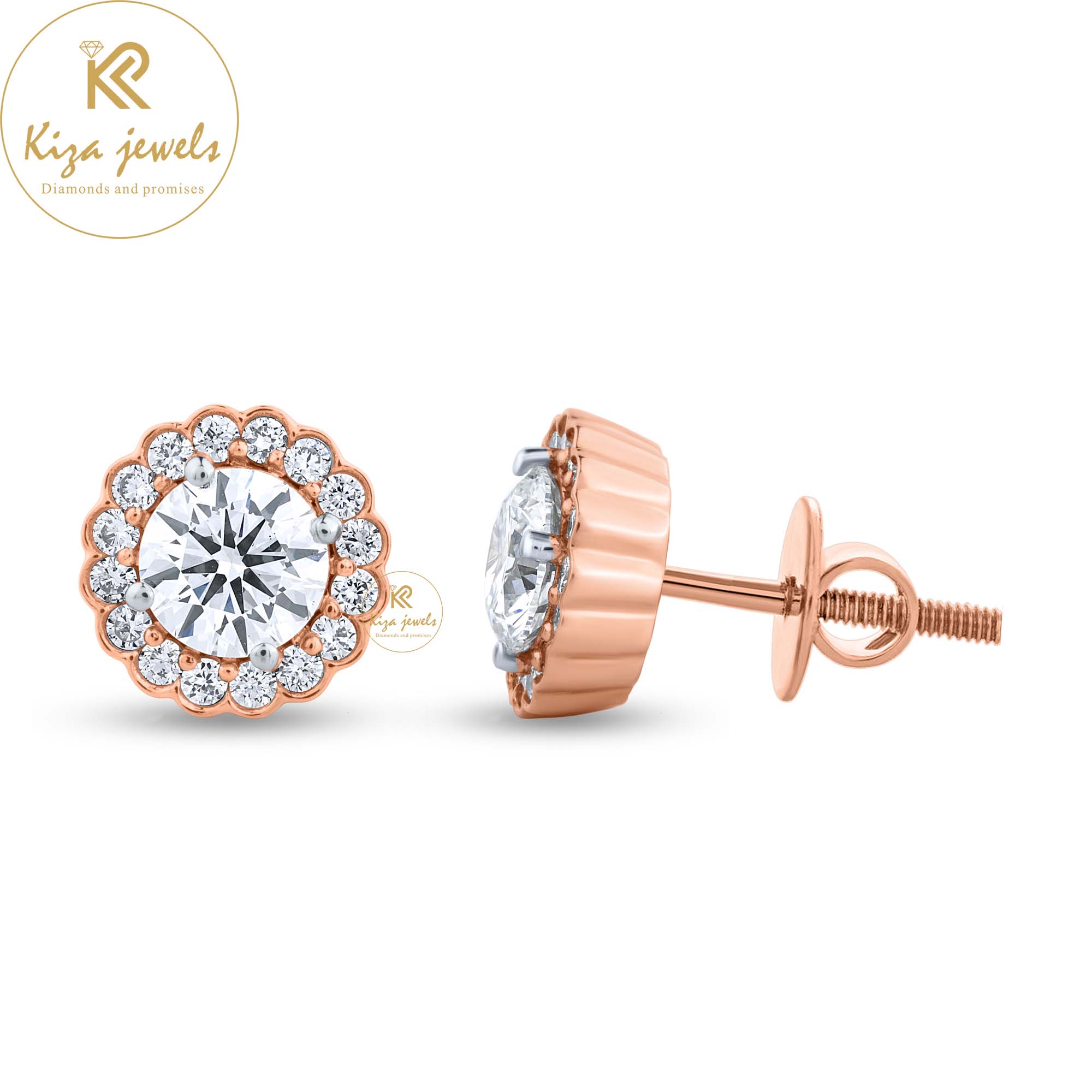 1.71 TDW Round Cut Diamond Stud Earring