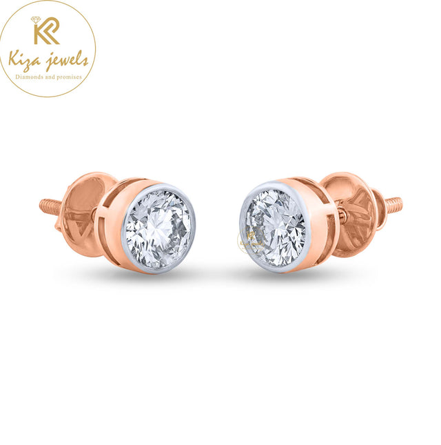 1.08 TDW Round Cut Diamond Stud Earring
