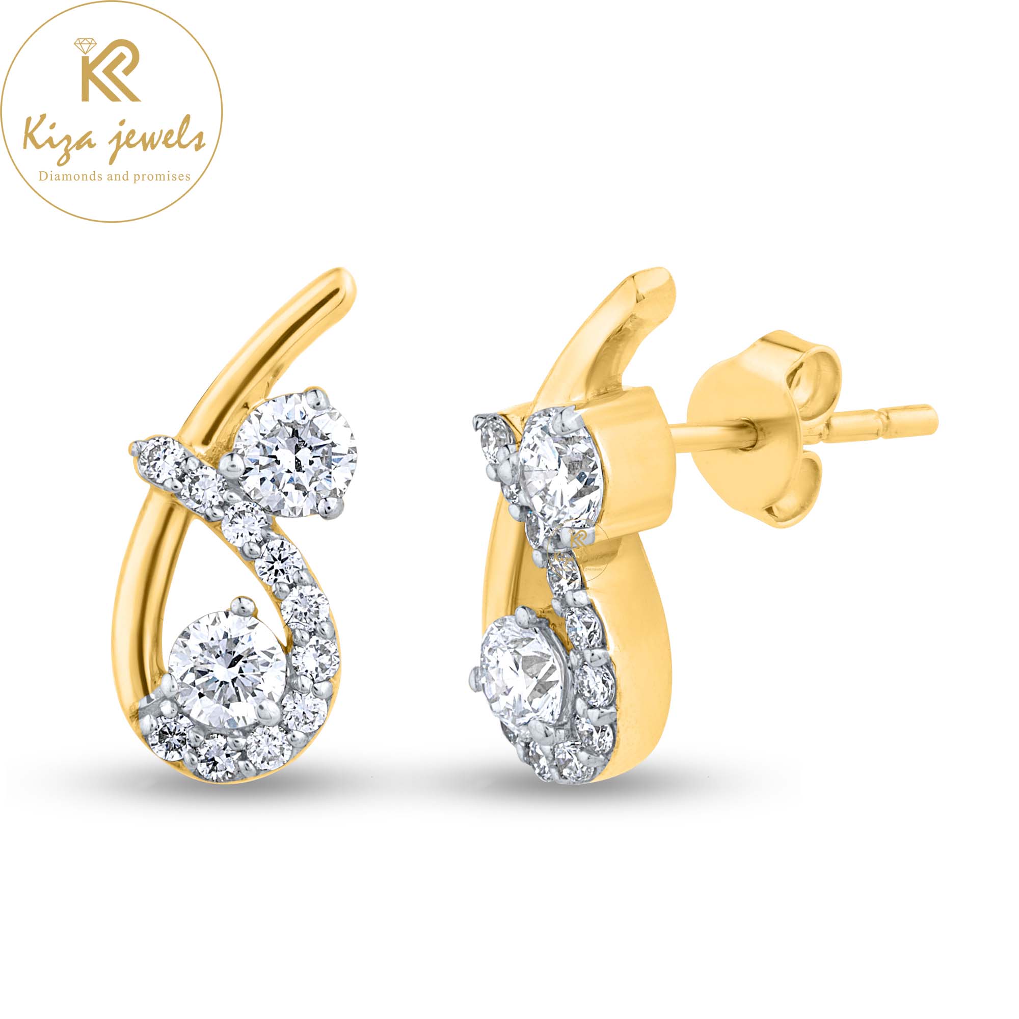 0.58 TDW Round Cut Diamond Stud Earring