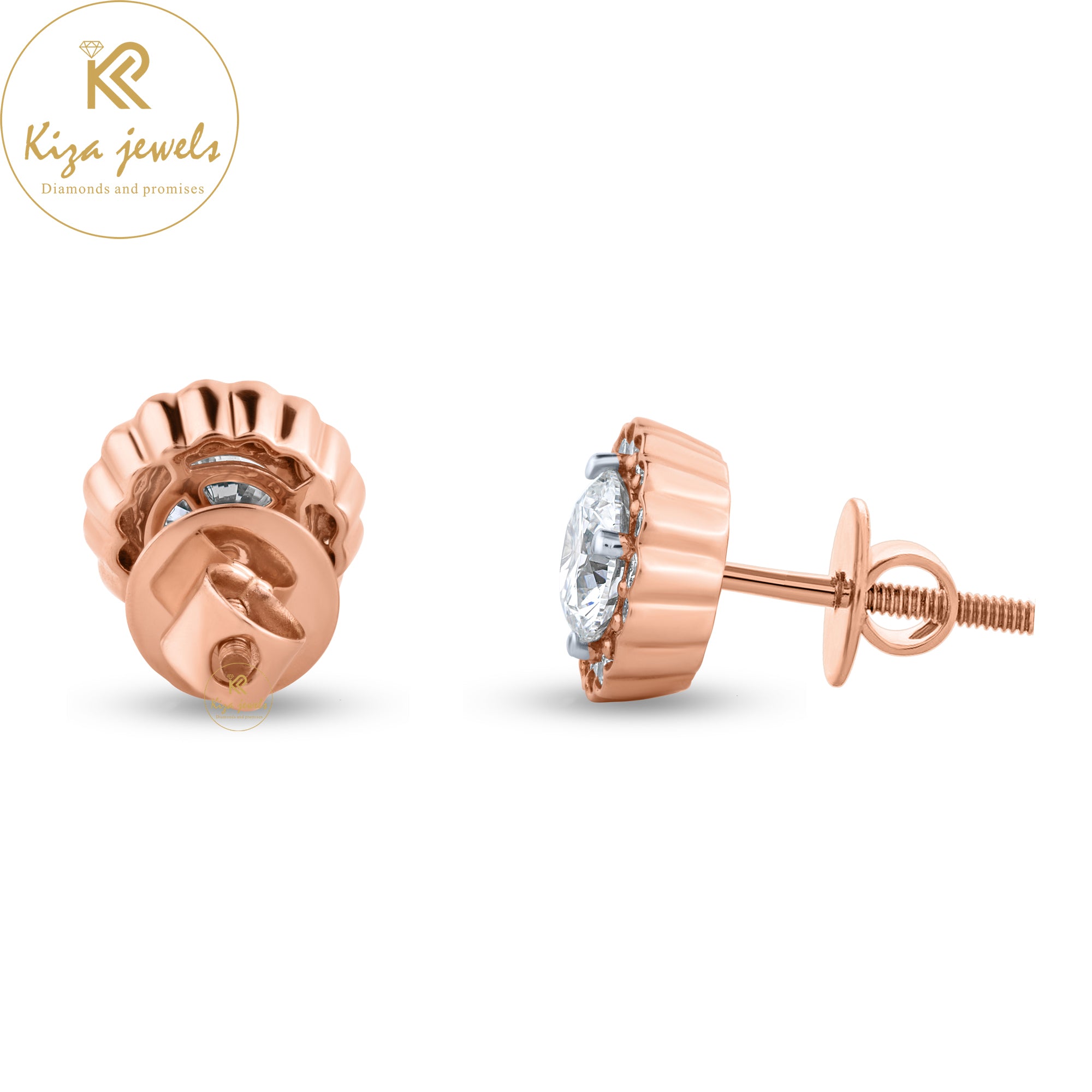 1.71 TDW Round Cut Diamond Stud Earring