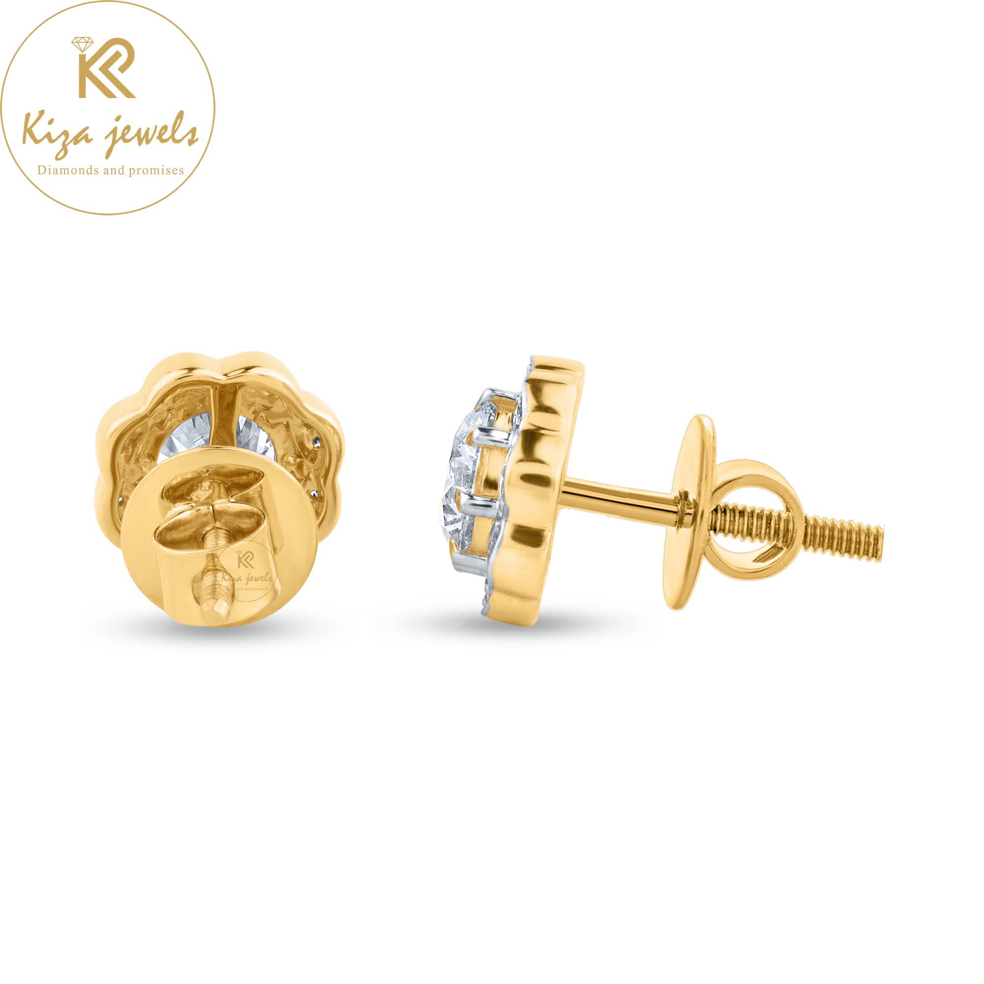 1.54 TDW Round Cut Diamond Stud Earring