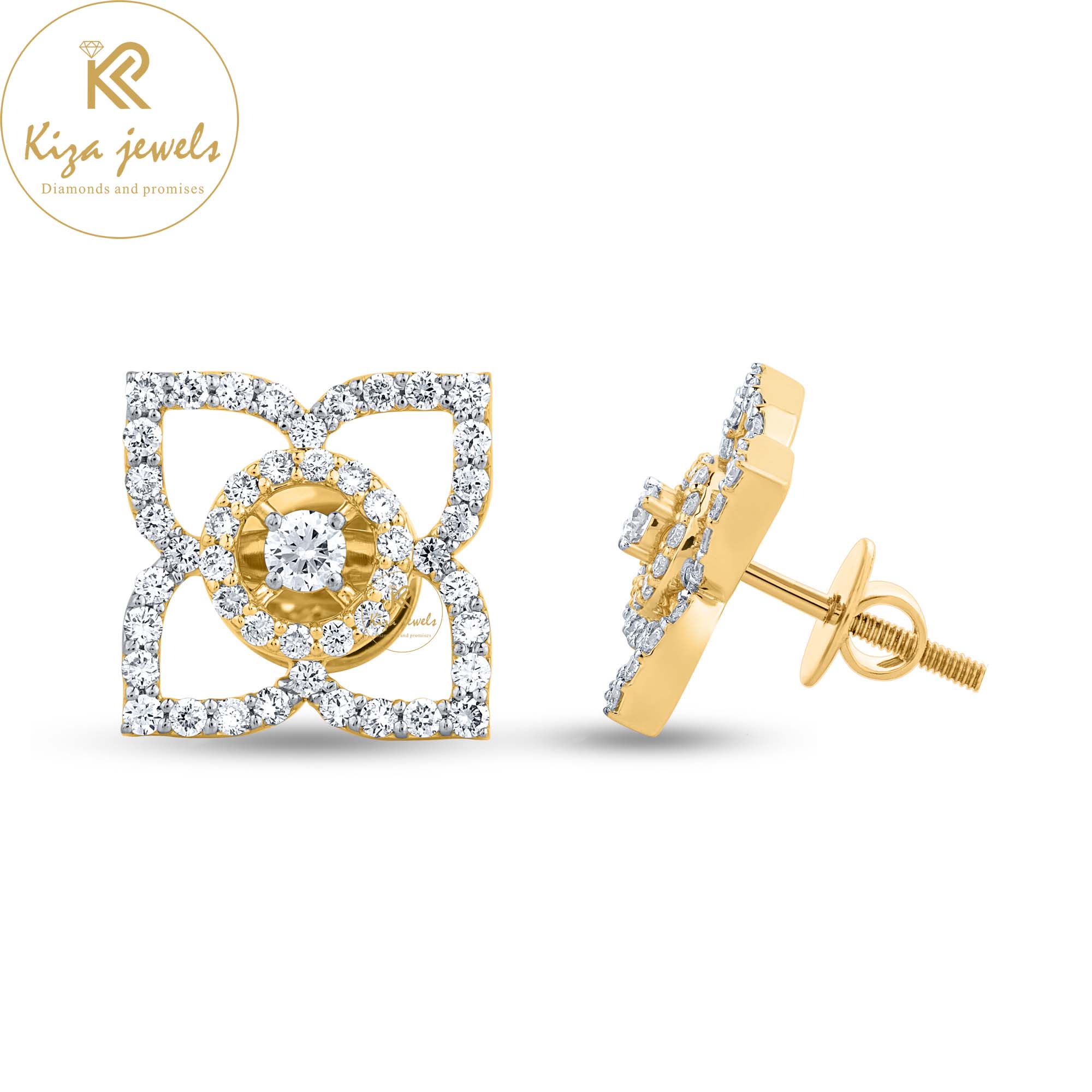 1.10 TDW Round Cut Diamond Stud Earring