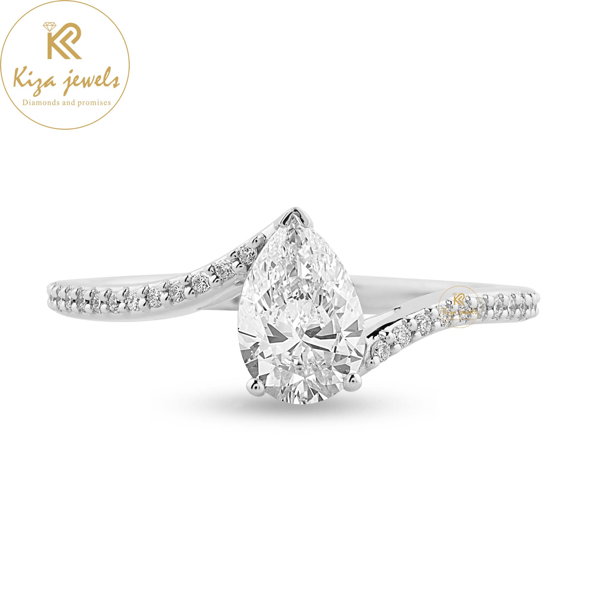 1.375 TDW Pear & Round Cut Women's Engagement Diamond Ring