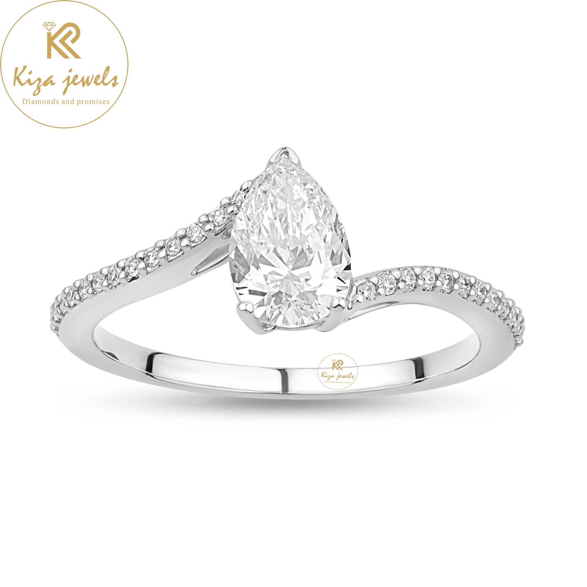 1.375 TDW Pear & Round Cut Women's Engagement Diamond Ring