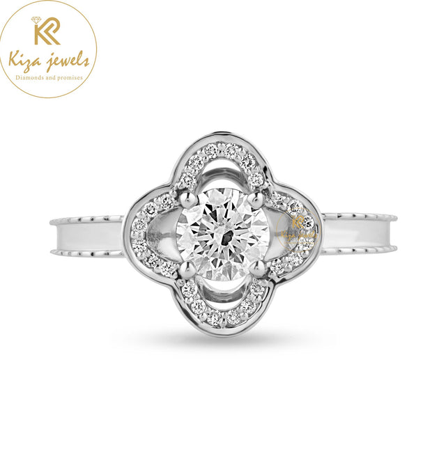 0.77 TDW Round Cut Women's Engagement Diamond Halo Ring