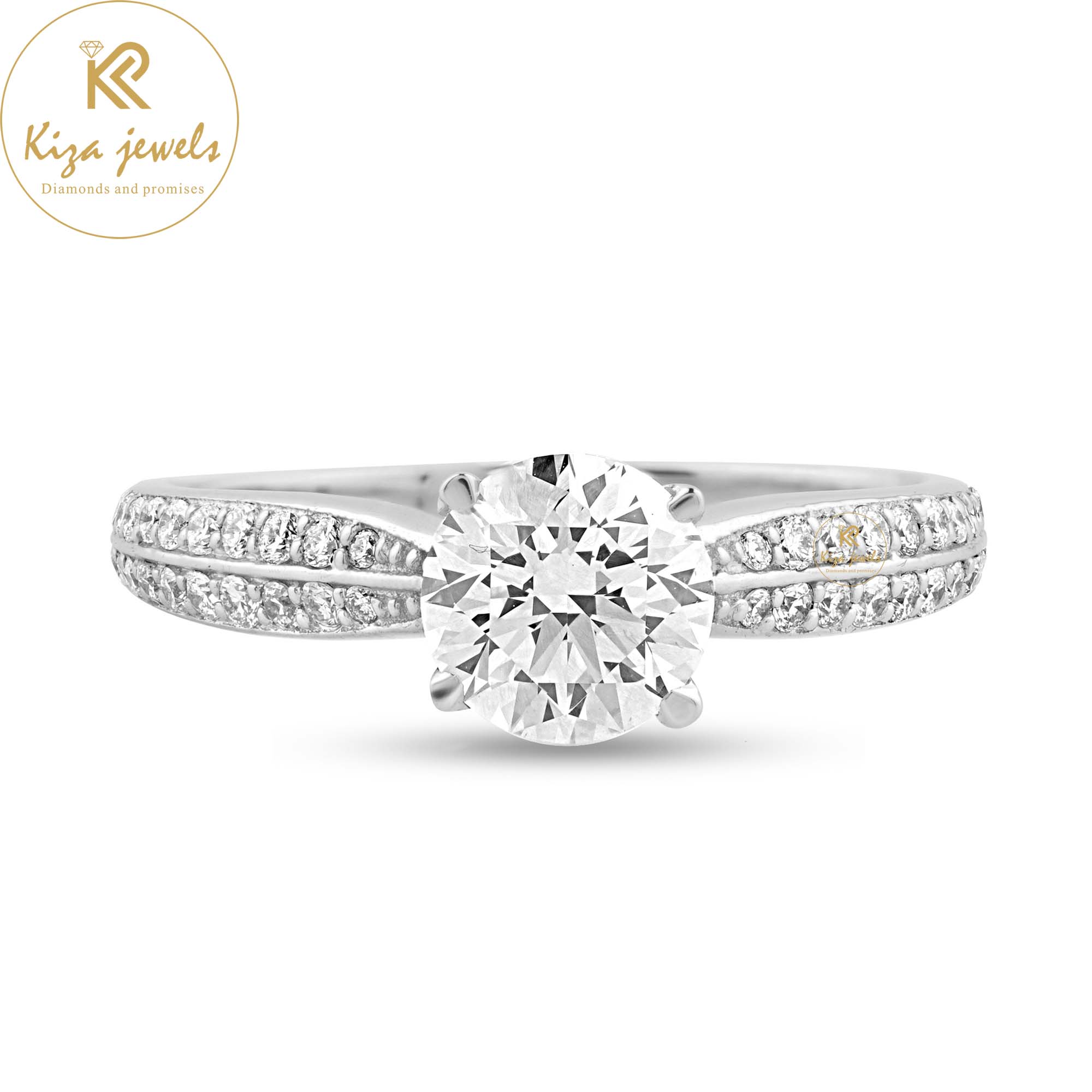 1.37 TDW Round Cut Diamond Engagement Ring