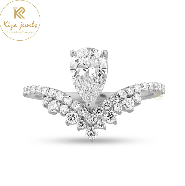 1.183 TDW Pear & Round Cut Women's Engagement Diamond Ring
