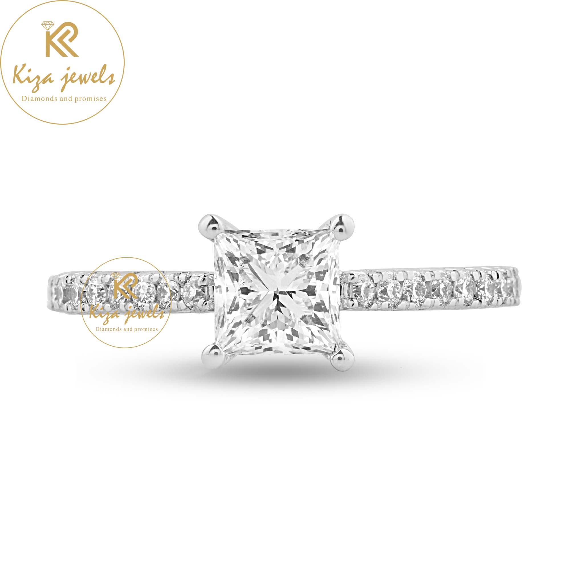 1.18 TDW Princess & Round Cut Women's Diamond Ring