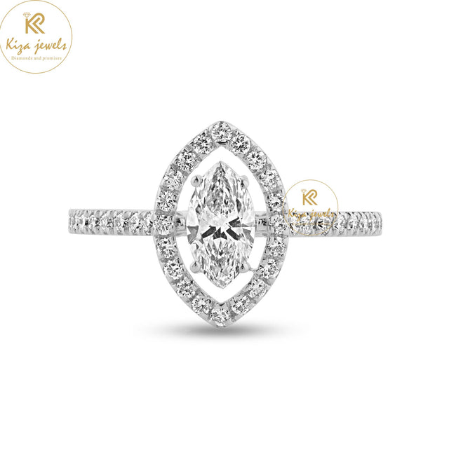 0.838 TDW Marquise & Round Cut Diamond Halo Ring