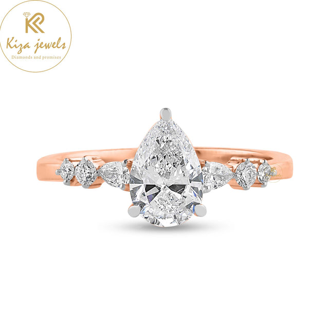 1.099 TDW Pear & Round Cut Women's Engagement Diamond Ring