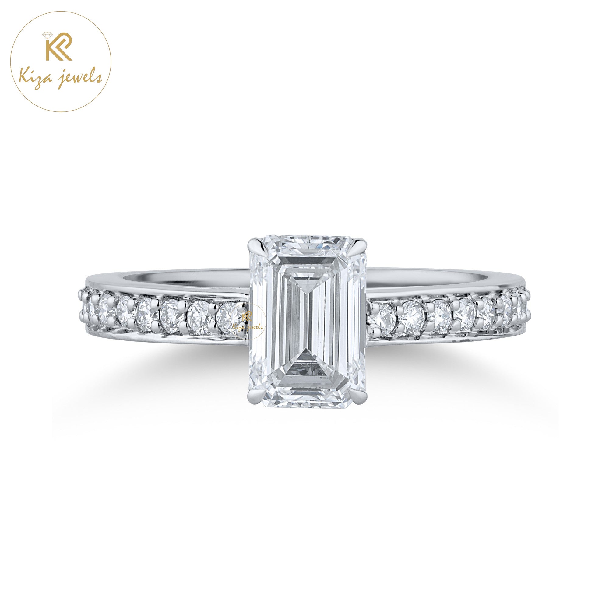 1.39 TDW Round & Emerald Cut Women's Engagement Diamond Ring