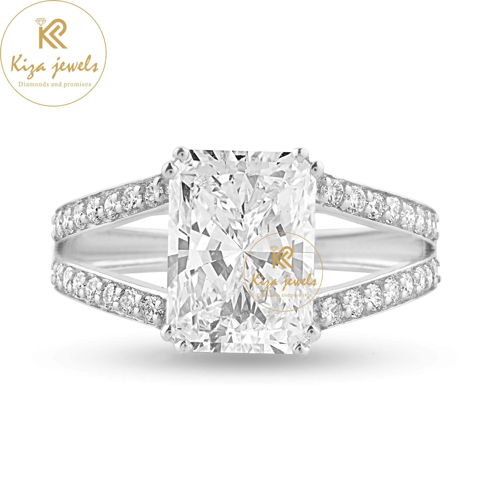 3.25 TDW Radiant & Round Cut Women's Engagement Diamond Ring