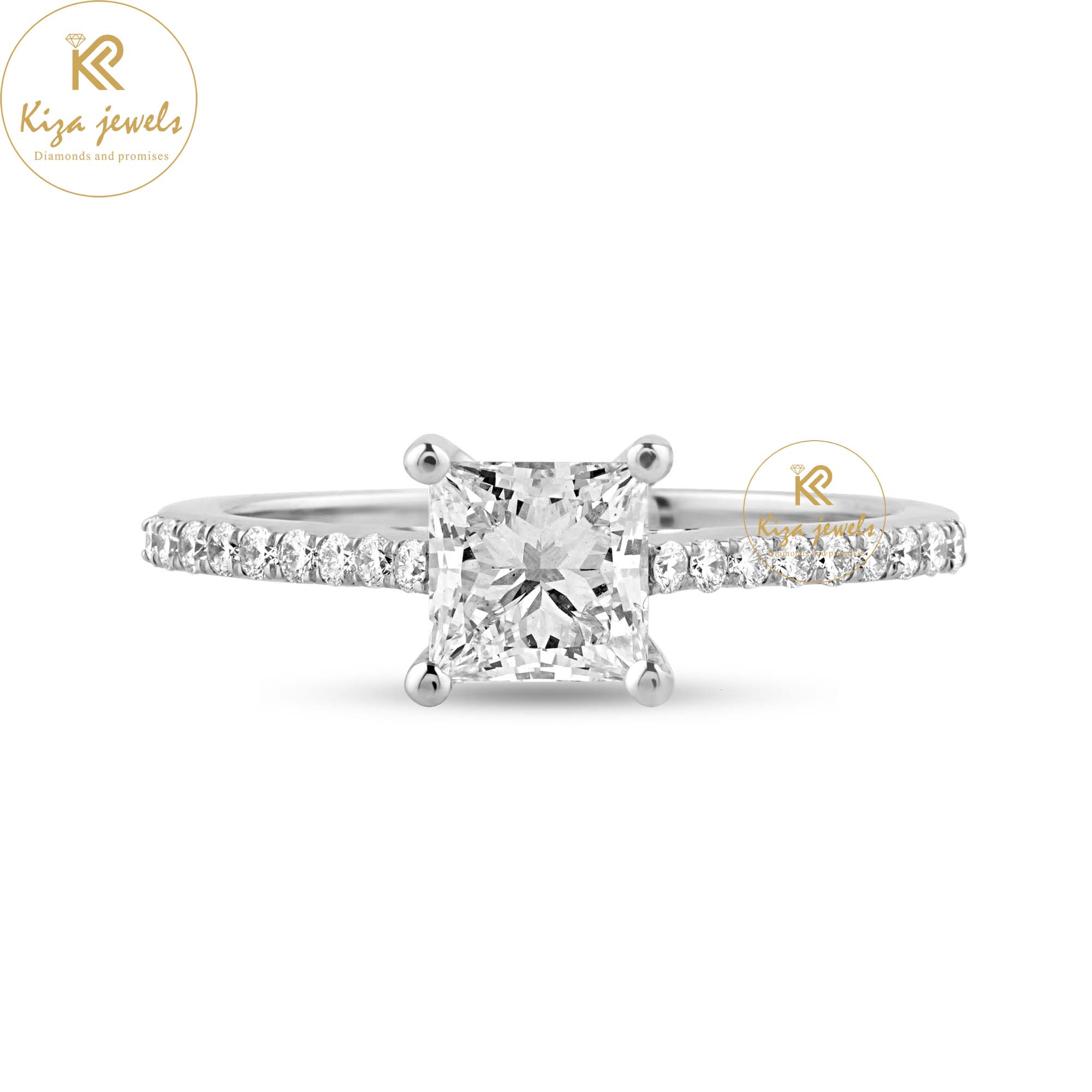 1.21 TDW Princess & Round Cut Women's Engagement Diamond Ring