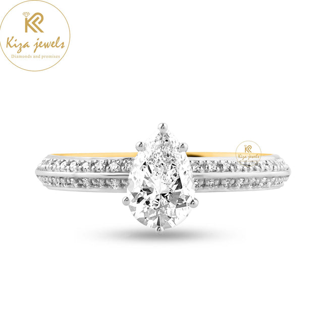 0.96 TDW Pear & Round Cut Women's Diamond Ring