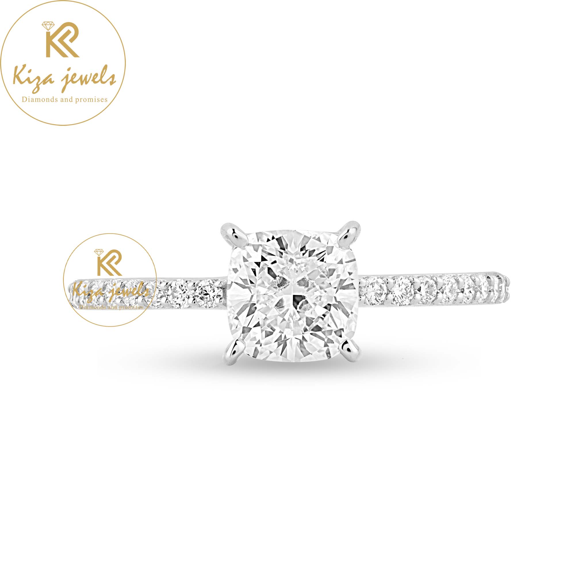 1.29 TDW Cushion & Round Cut Diamond Engagement Ring