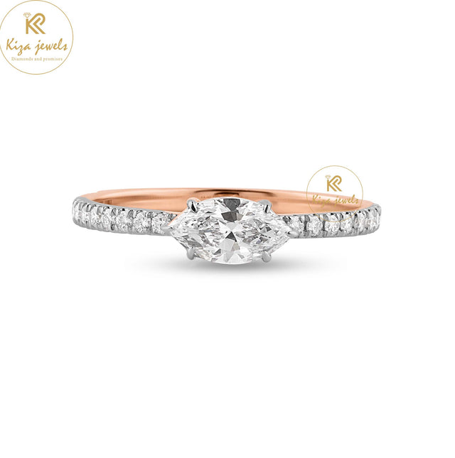 0.72 TDW Marquise & Round Cut Women's Engagement Diamond Ring