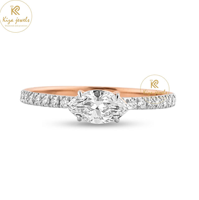 0.72 TDW Marquise & Round Cut Women's Engagement Diamond Ring