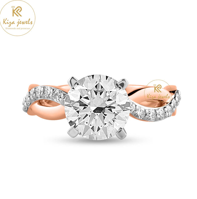 2.74 TDW Round Cut Women's Engagement Diamond Ring