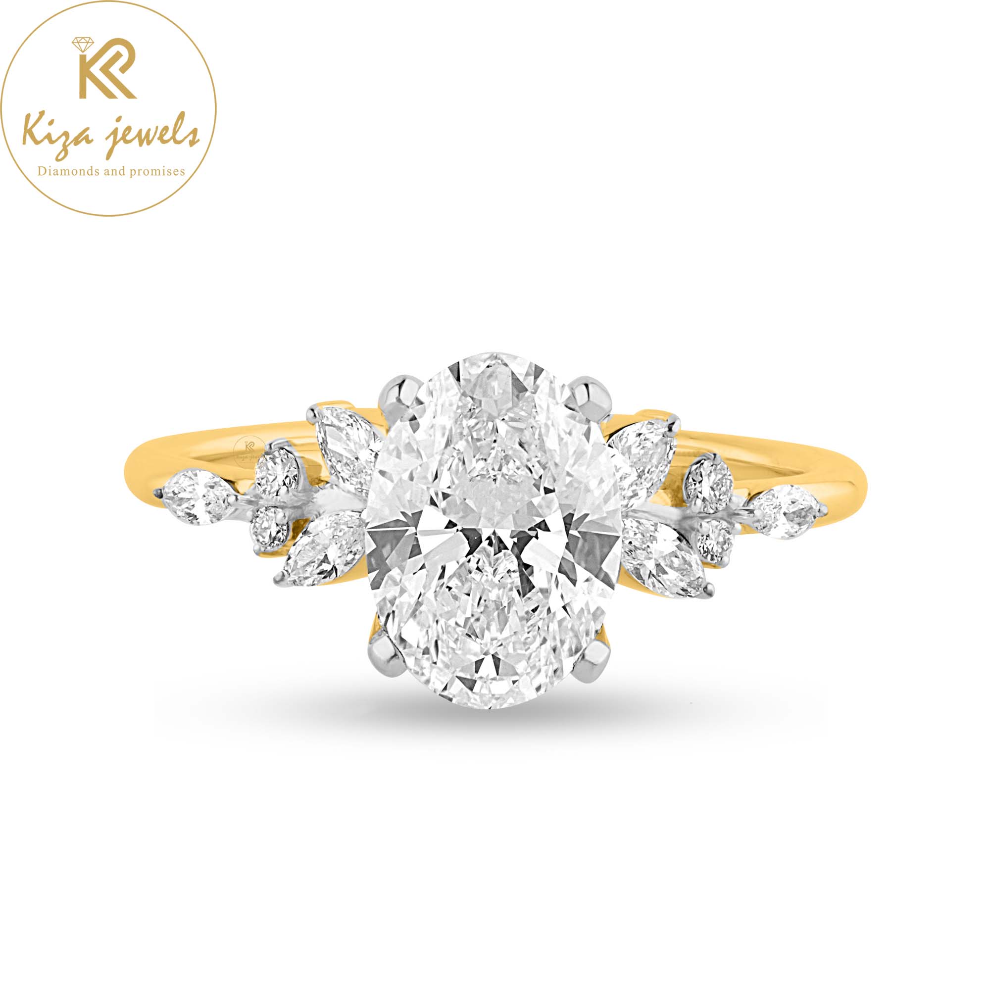 2.202 TDW Oval, Marquise & Round Cut Women's Engagement Diamond Ring