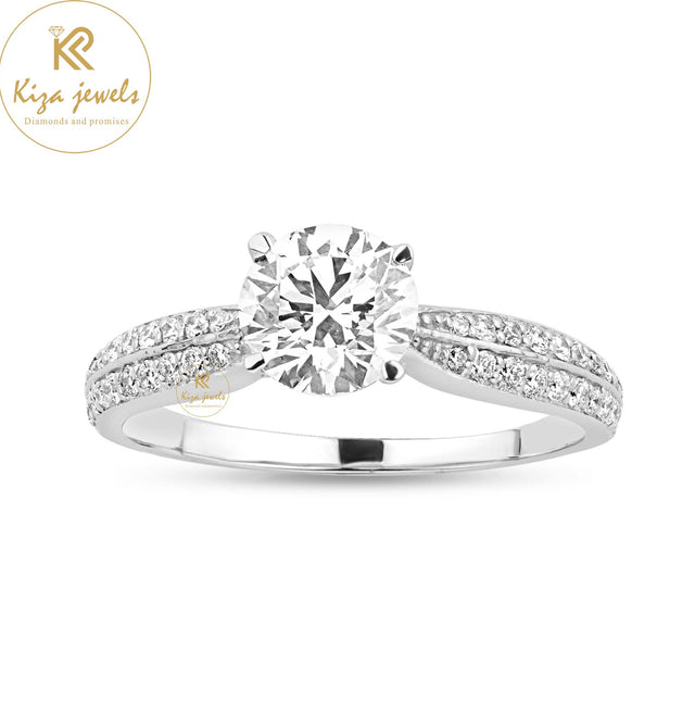 1.37 TDW Round Cut Diamond Engagement Ring