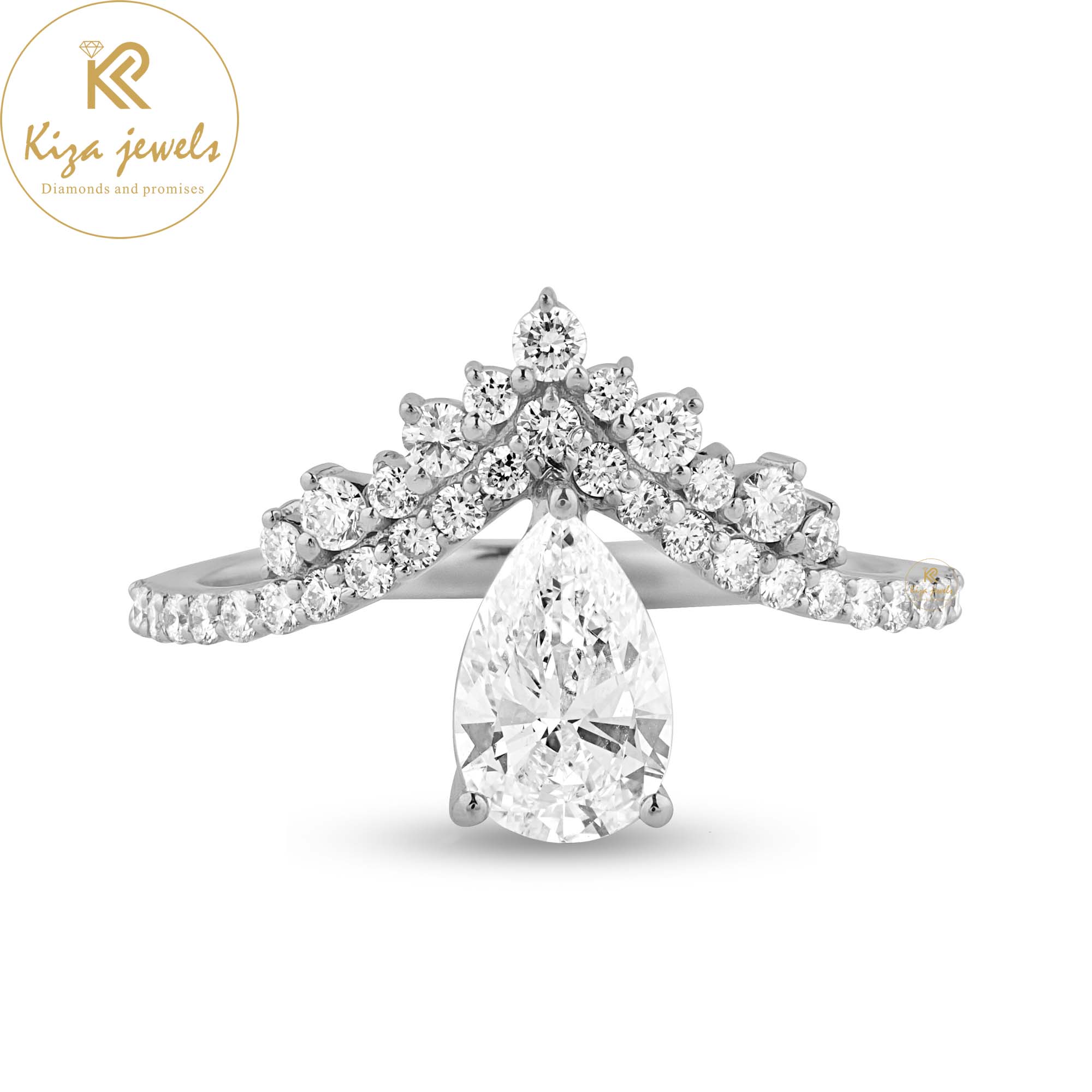 1.183 TDW Pear & Round Cut Women's Engagement Diamond Ring