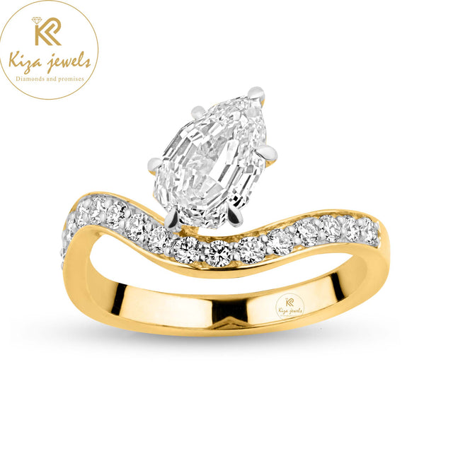 1.56 TDW Pear & Round Cut Diamond Women's Engagement Ring