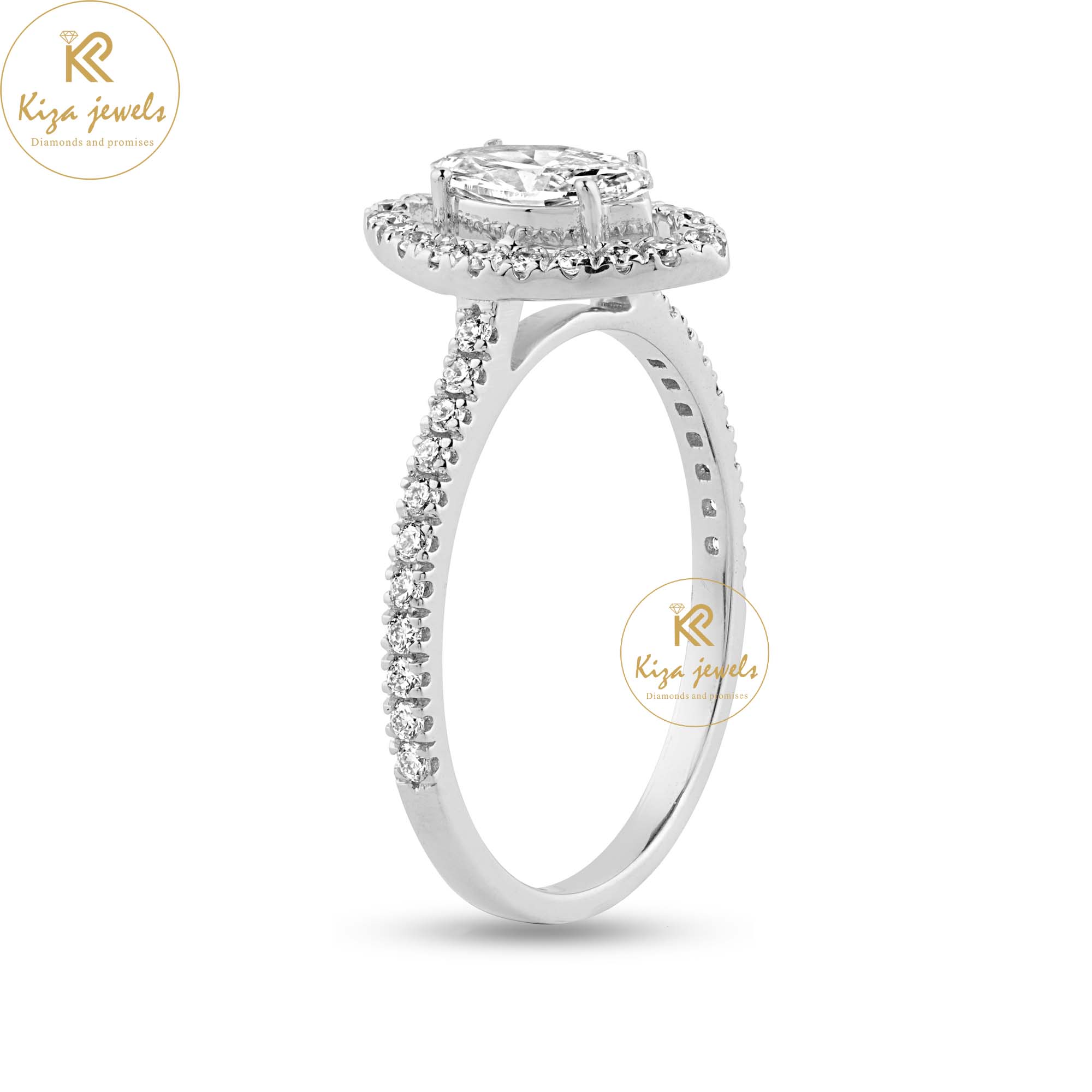 0.838 TDW Marquise & Round Cut Diamond Halo Ring