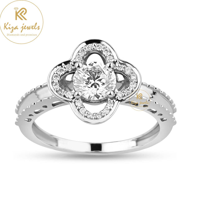 0.77 TDW Round Cut Women's Engagement Diamond Halo Ring