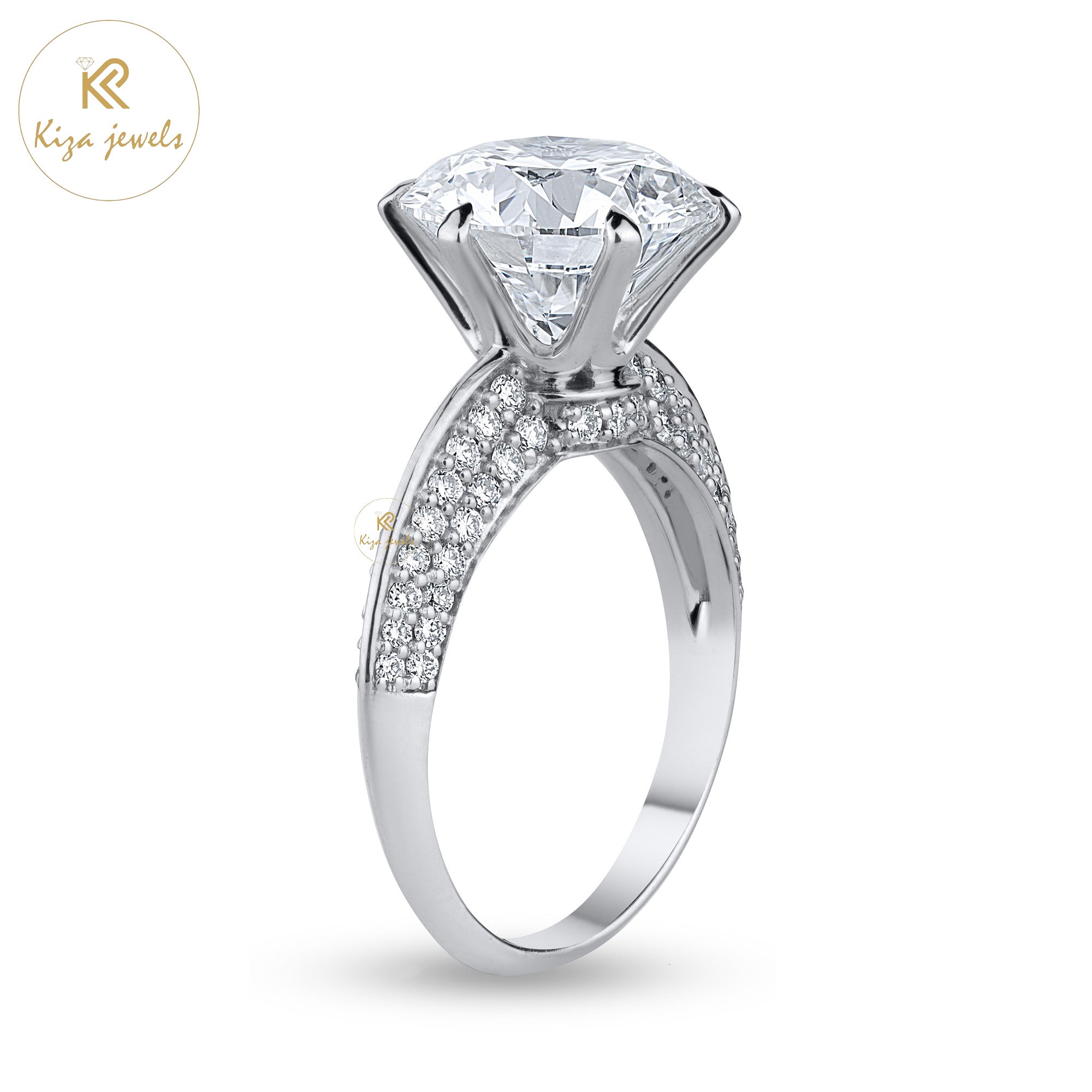 3.54 TDW Round Cut Women's Diamond Engagement Ring