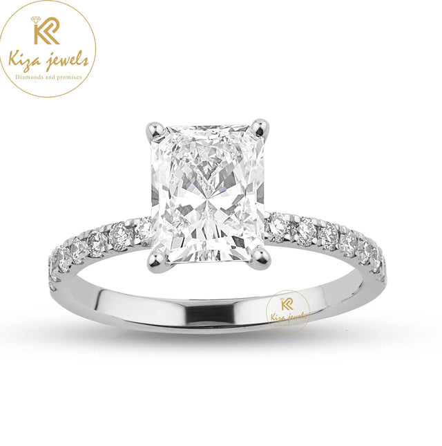 2.81 TDW Radiant & Round Cut Women's Engagement Diamond Ring