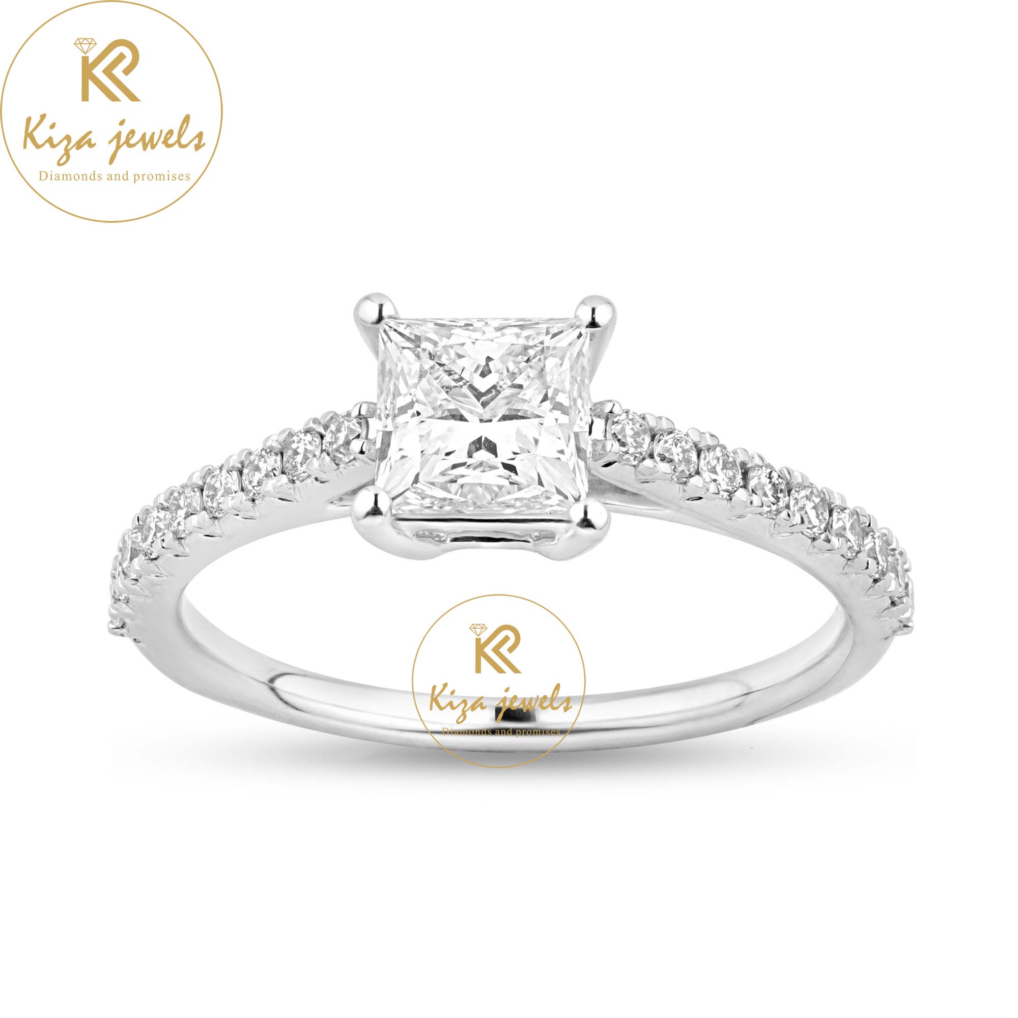 1.18 TDW Princess & Round Cut Women's Diamond Ring