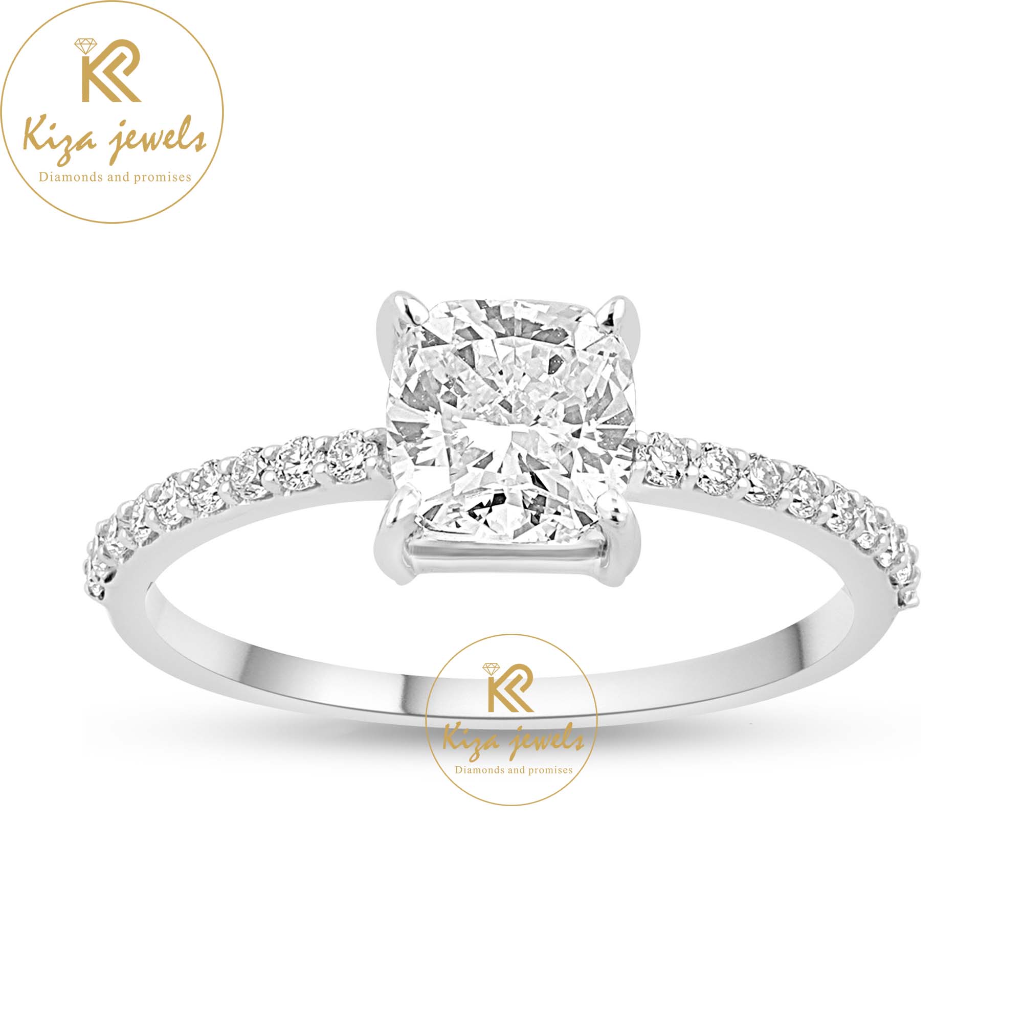 1.29 TDW Cushion & Round Cut Diamond Engagement Ring