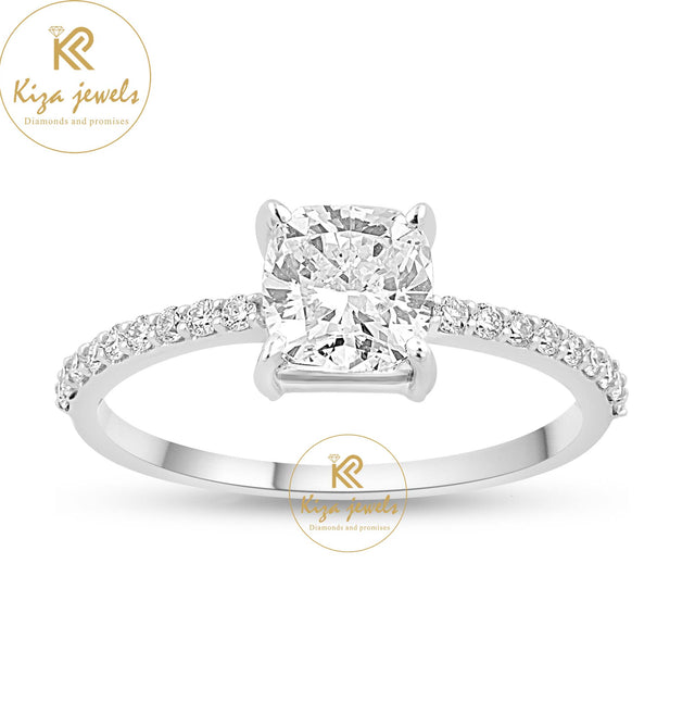 1.29 TDW Cushion & Round Cut Diamond Engagement Ring