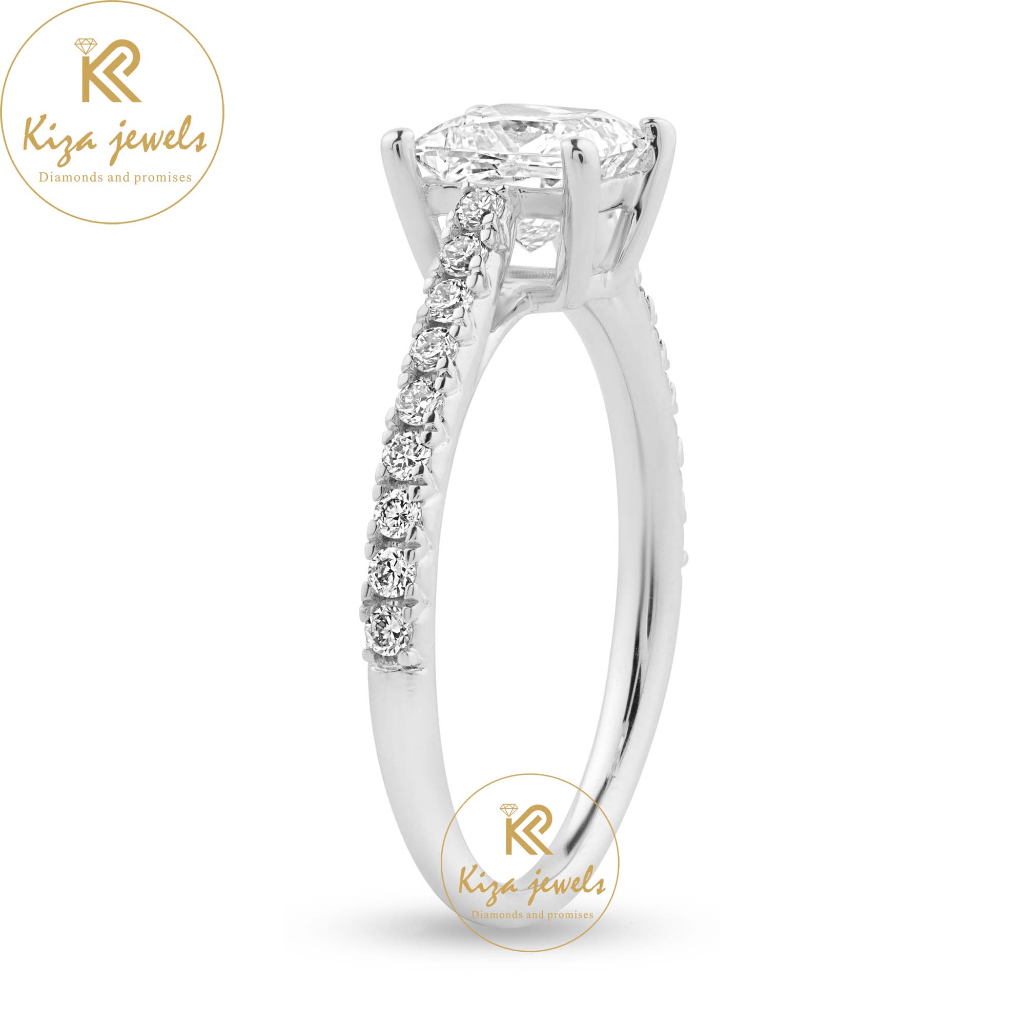 1.18 TDW Princess & Round Cut Women's Diamond Ring