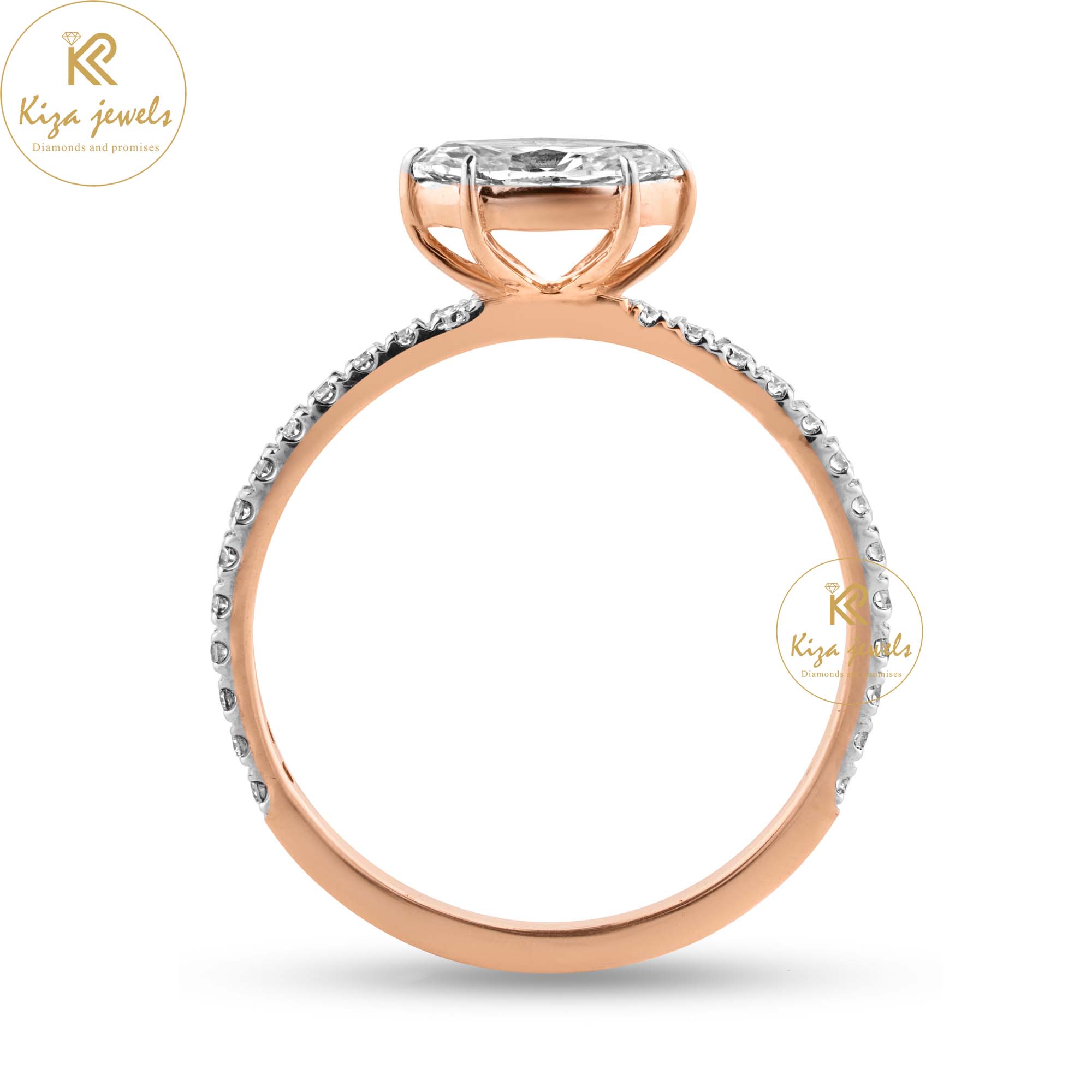 0.72 TDW Marquise & Round Cut Women's Engagement Diamond Ring