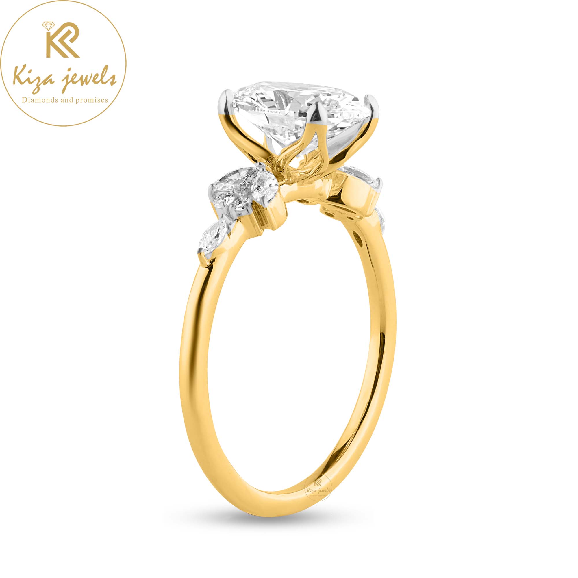 2.202 TDW Oval, Marquise & Round Cut Women's Engagement Diamond Ring