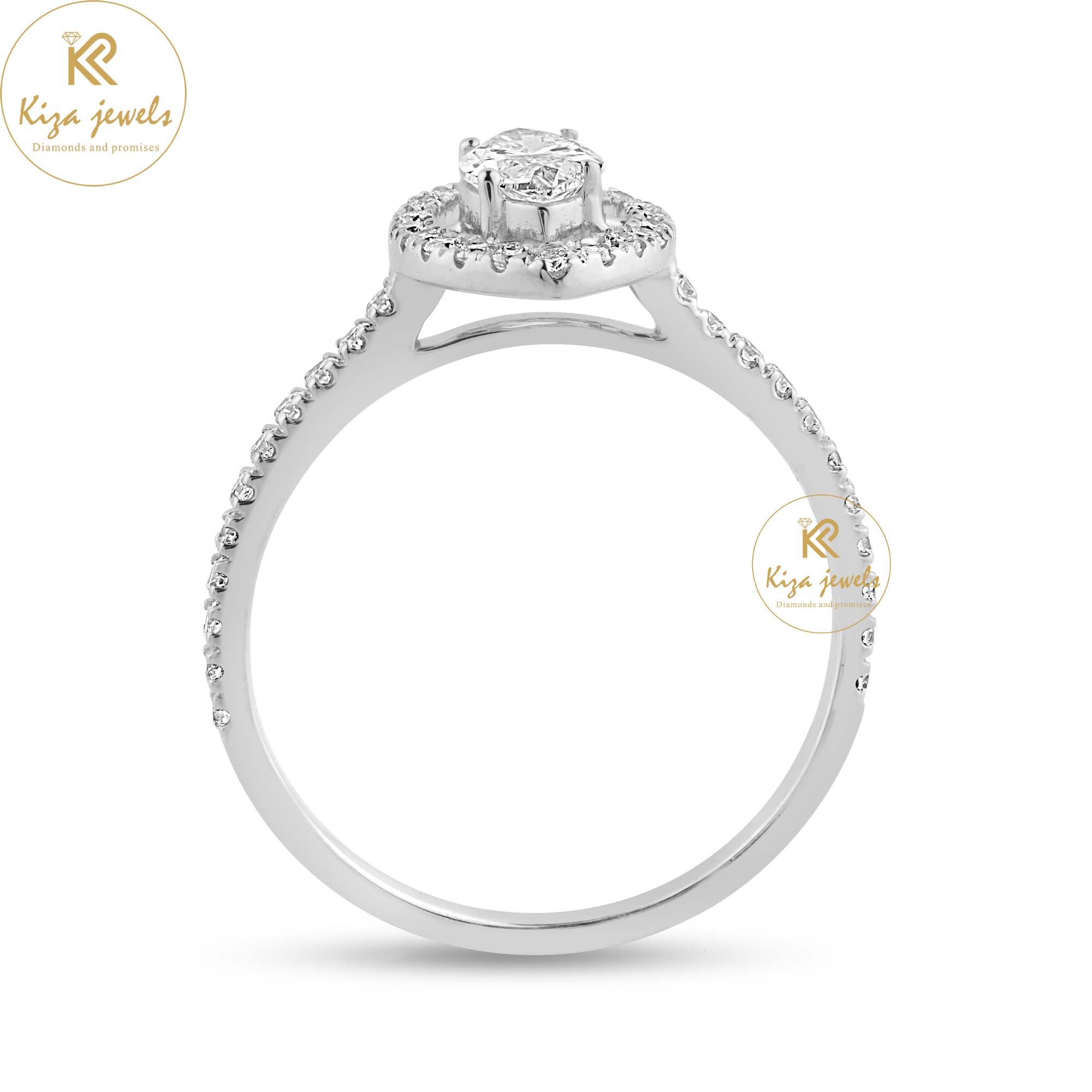 0.838 TDW Marquise & Round Cut Diamond Halo Ring