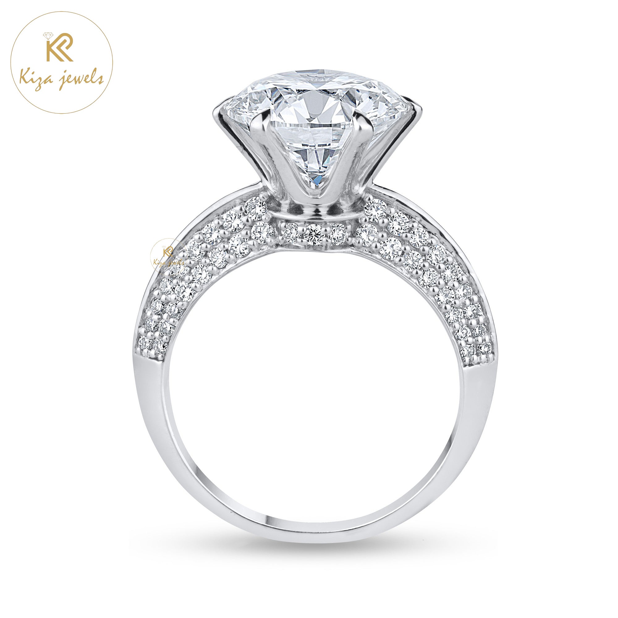 3.54 TDW Round Cut Women's Diamond Engagement Ring